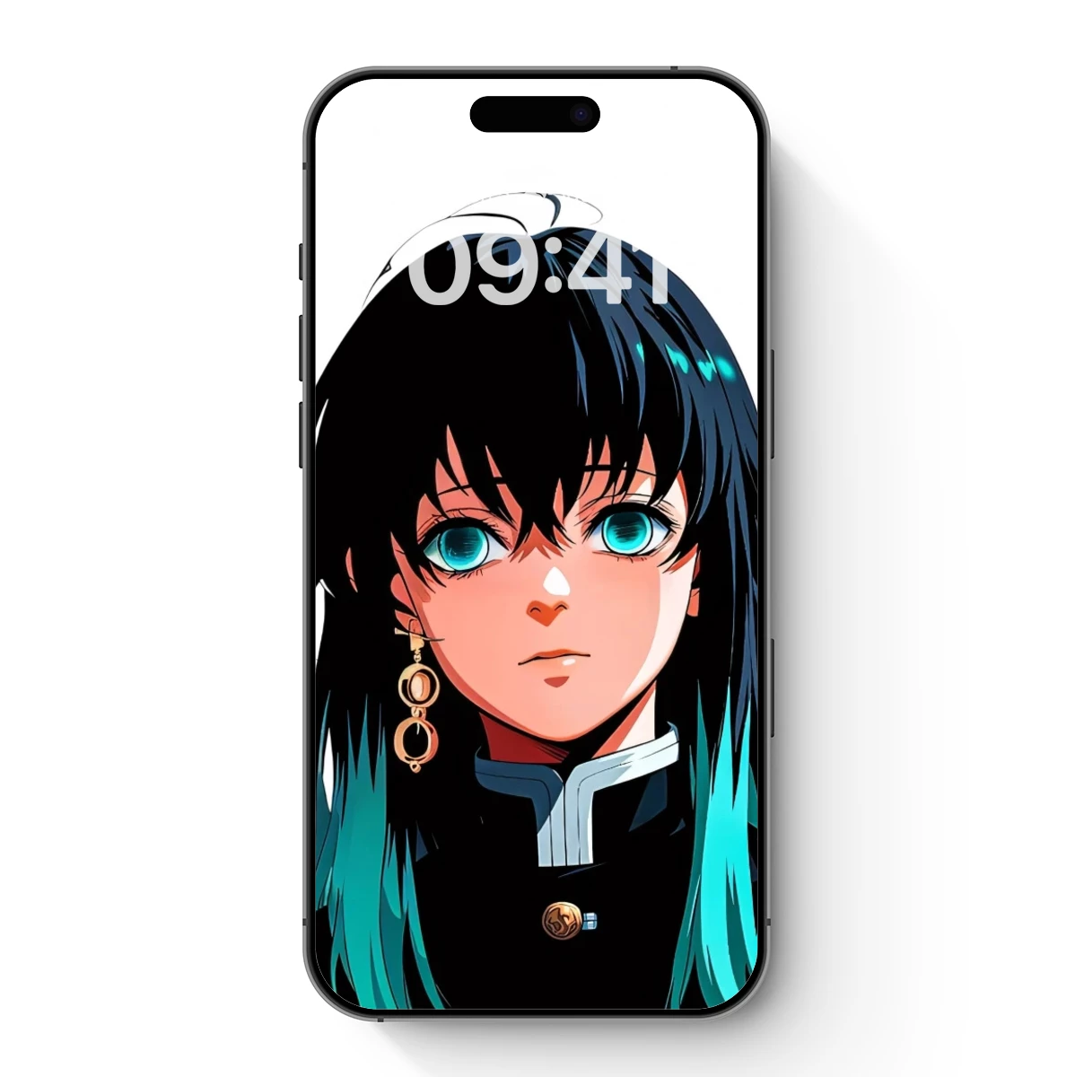 Ethereal Anime Muse with Turquoise Highlights