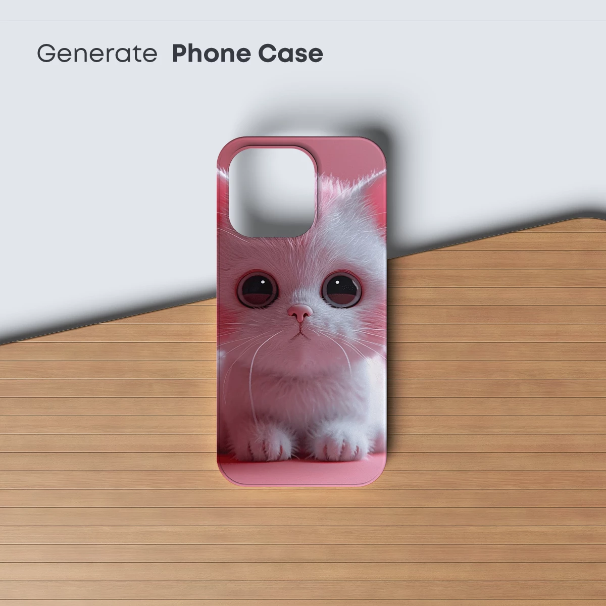 Fluffy White Kitten on Pink: Whimsical Cuteness - Image 3