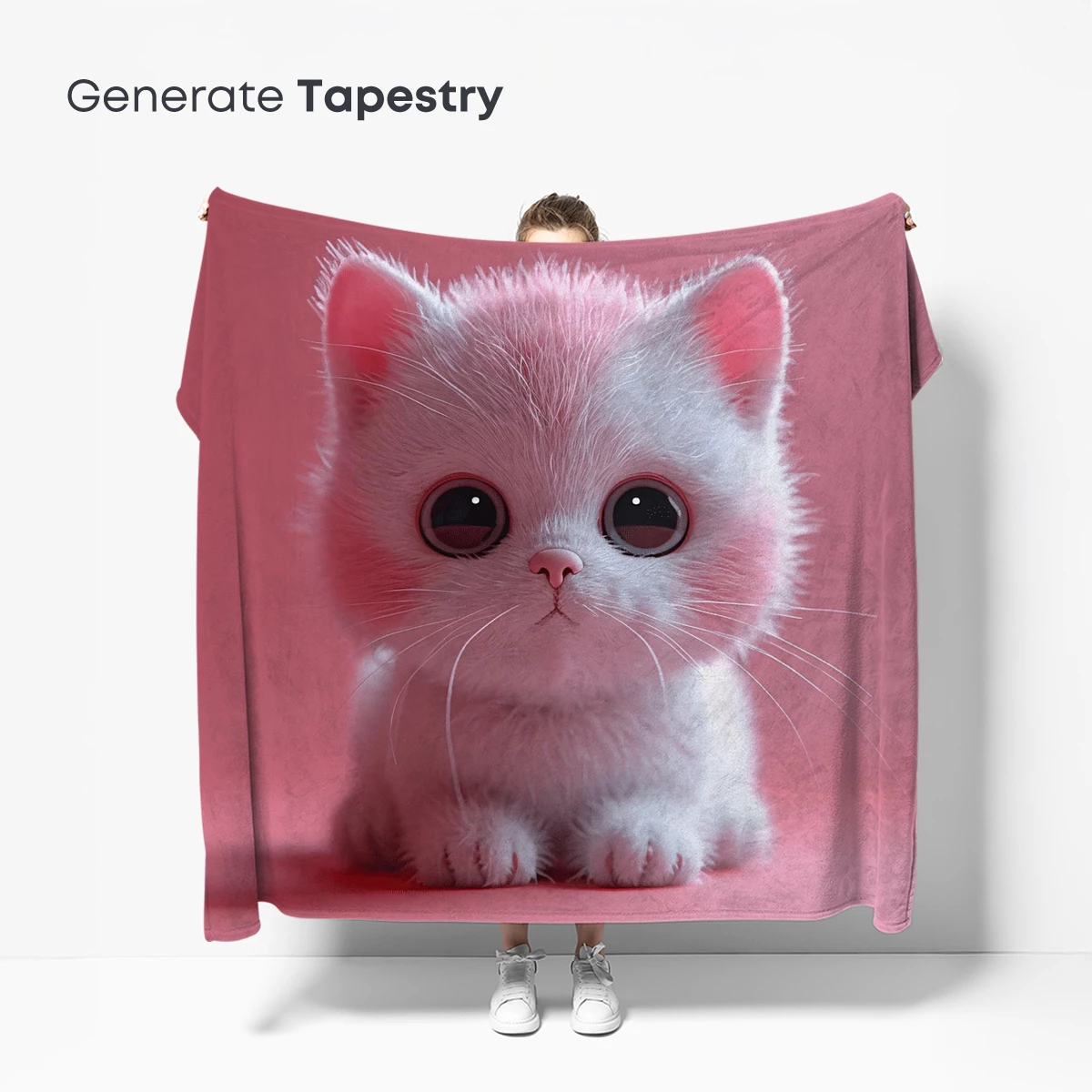 Fluffy White Kitten on Pink: Whimsical Cuteness - Image 5