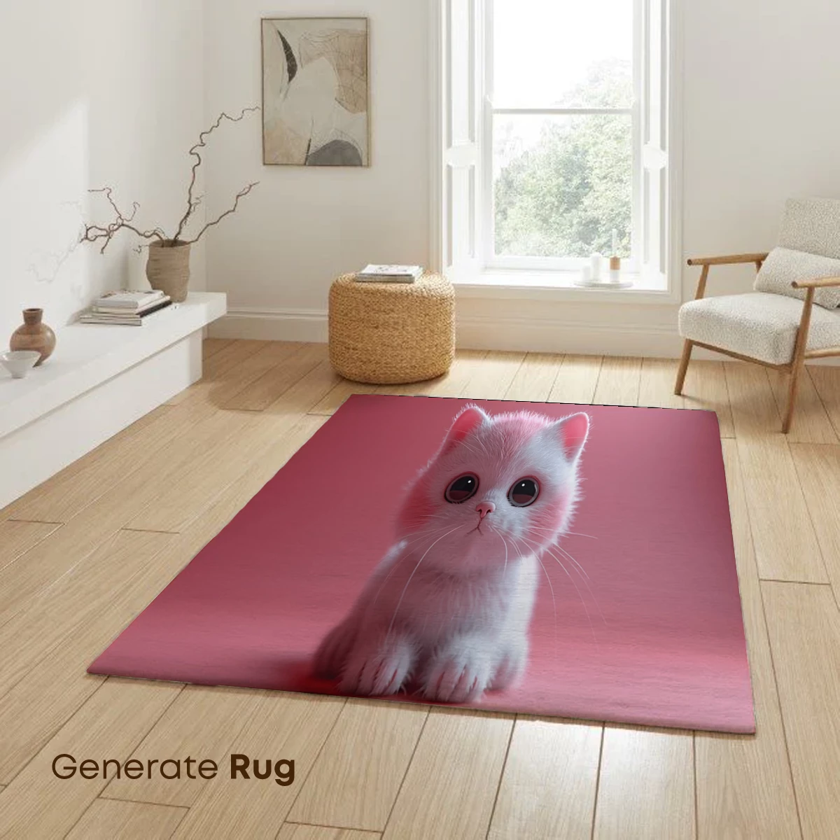 Fluffy White Kitten on Pink: Whimsical Cuteness - Image 6