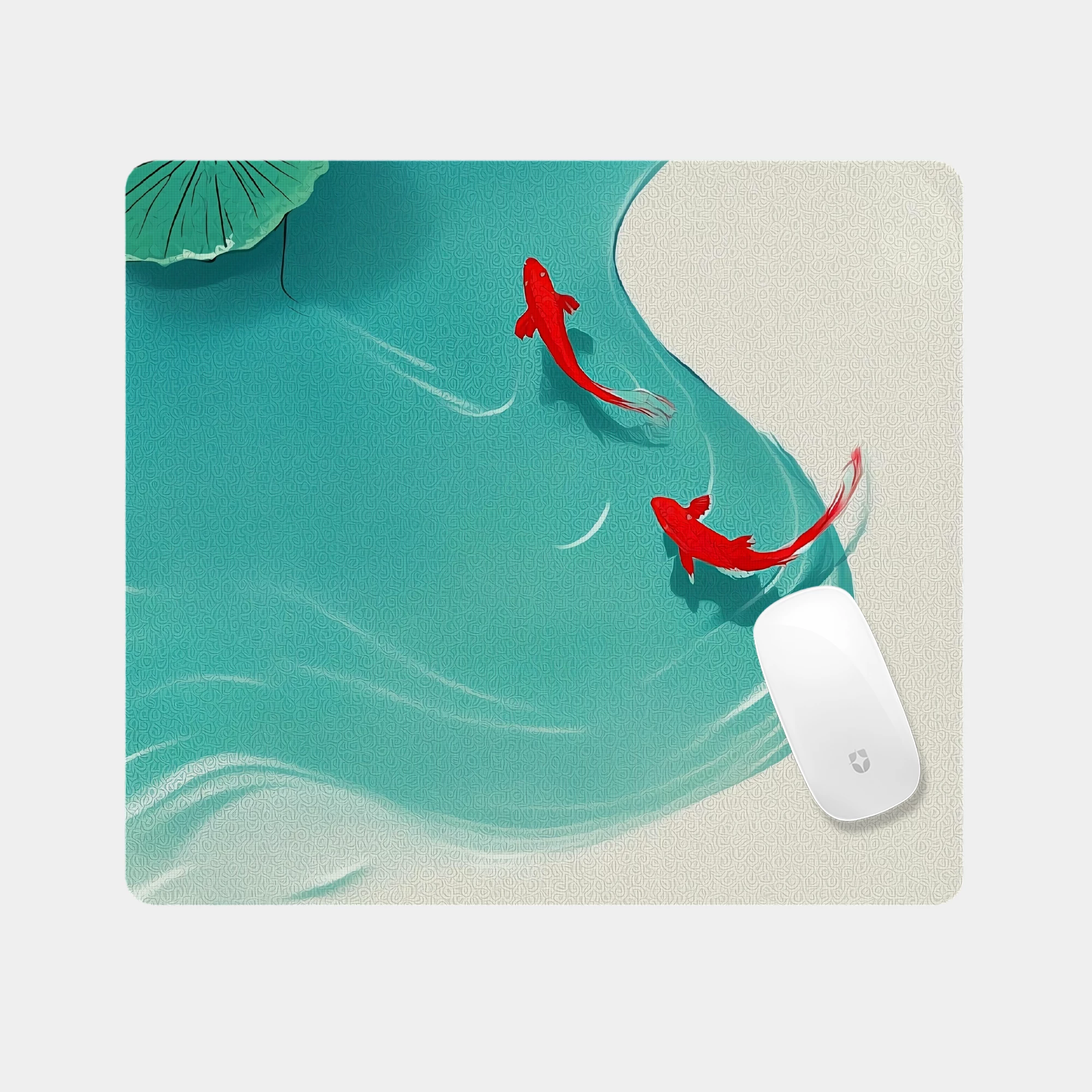 Ukiyo-e Koi in Turquoise Glass mouse pad