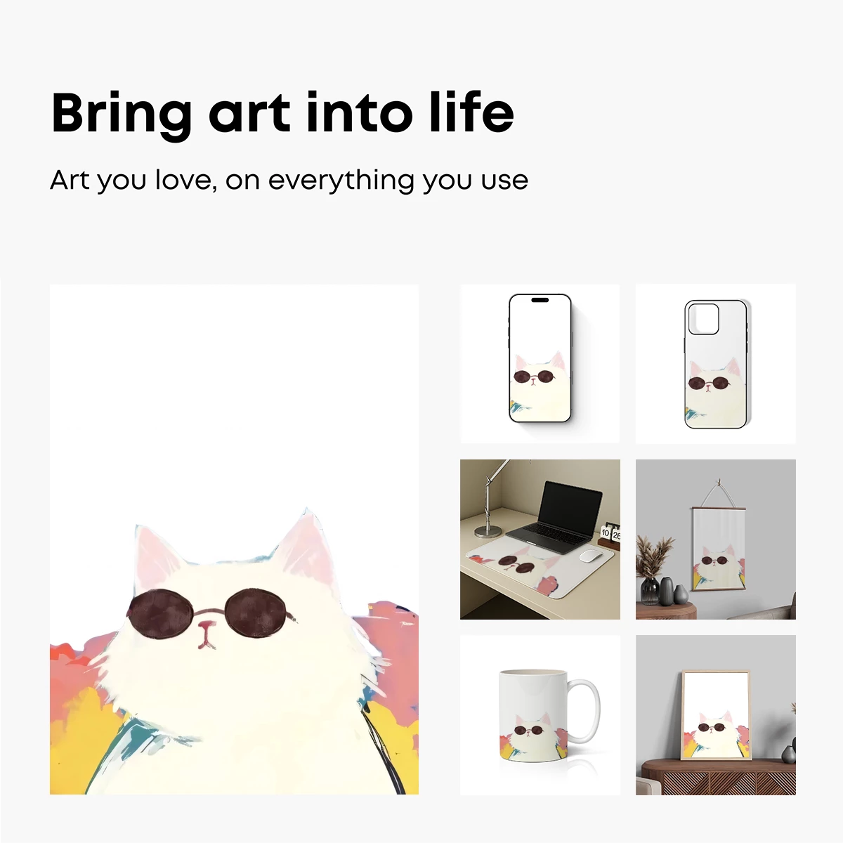 Chill Cat in Shades: A Whimsical Watercolor Portrait - Image 2