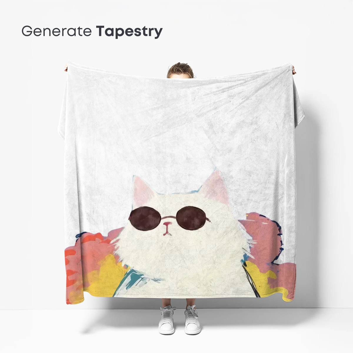 Chill Cat in Shades: A Whimsical Watercolor Portrait - Image 5