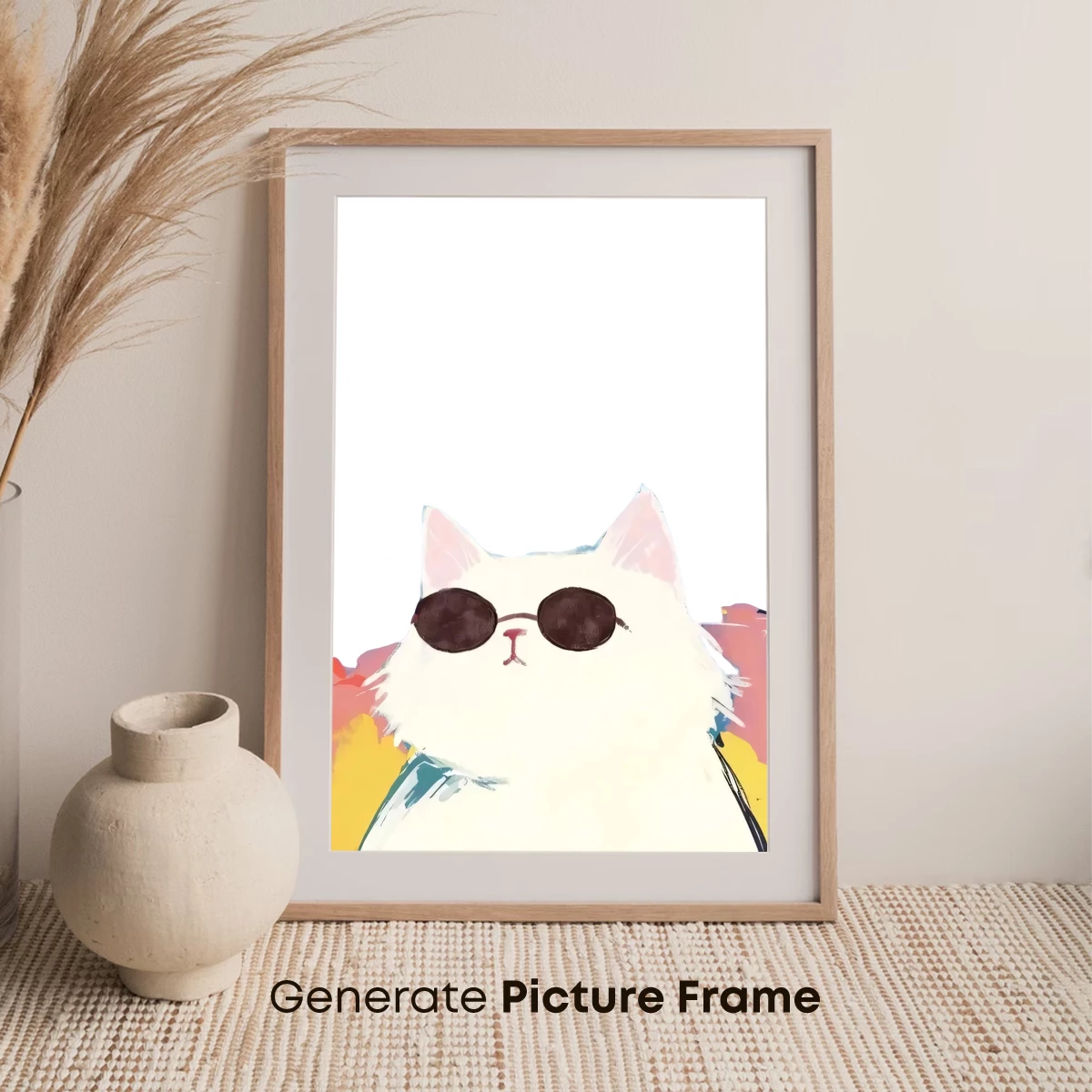 Chill Cat in Shades: A Whimsical Watercolor Portrait - Image 7