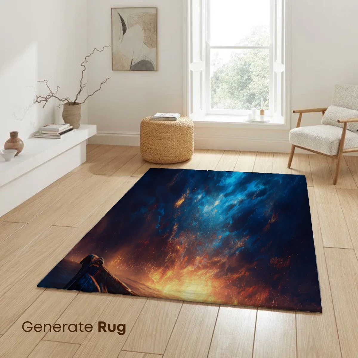 Eternal Twilight: Rowboat Under Celestial Flames - Image 6