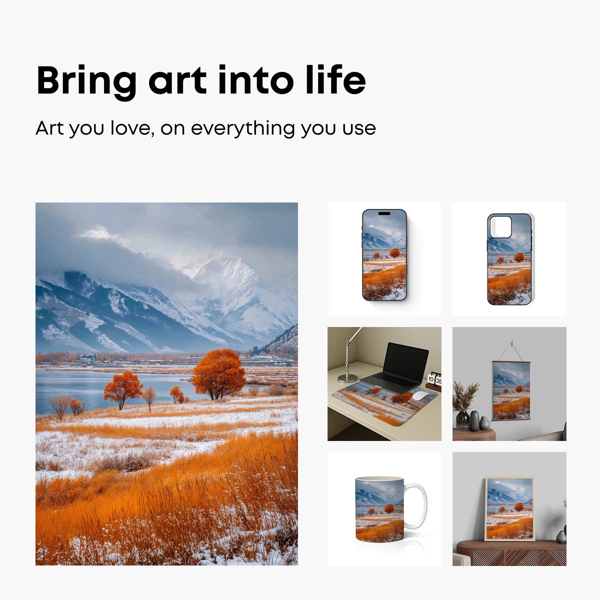 Autumn Gold Meets Winter Snow: Mountain Landscape - Image 2