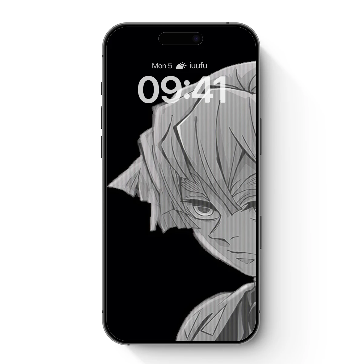 Monochrome Anime Warrior: Bold Lines and Intense Gaze