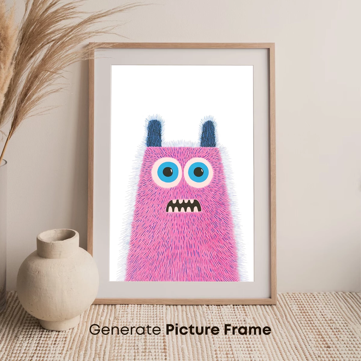 Fuzzy Pink Monster: Whimsical Cartoon Art - Image 7