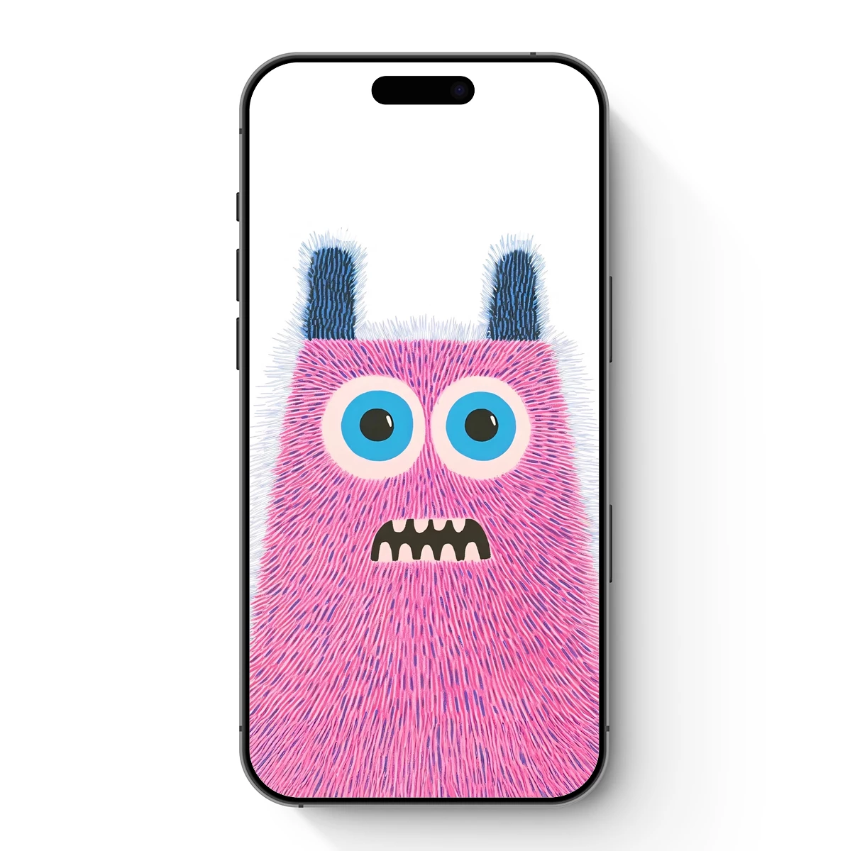 Fuzzy Pink Monster: Whimsical Cartoon Art