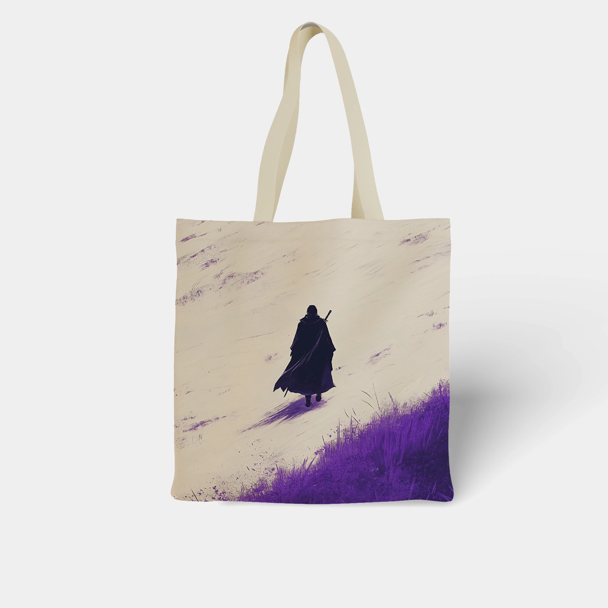 Mystic Wanderer in Purple Field Canvas Bag
