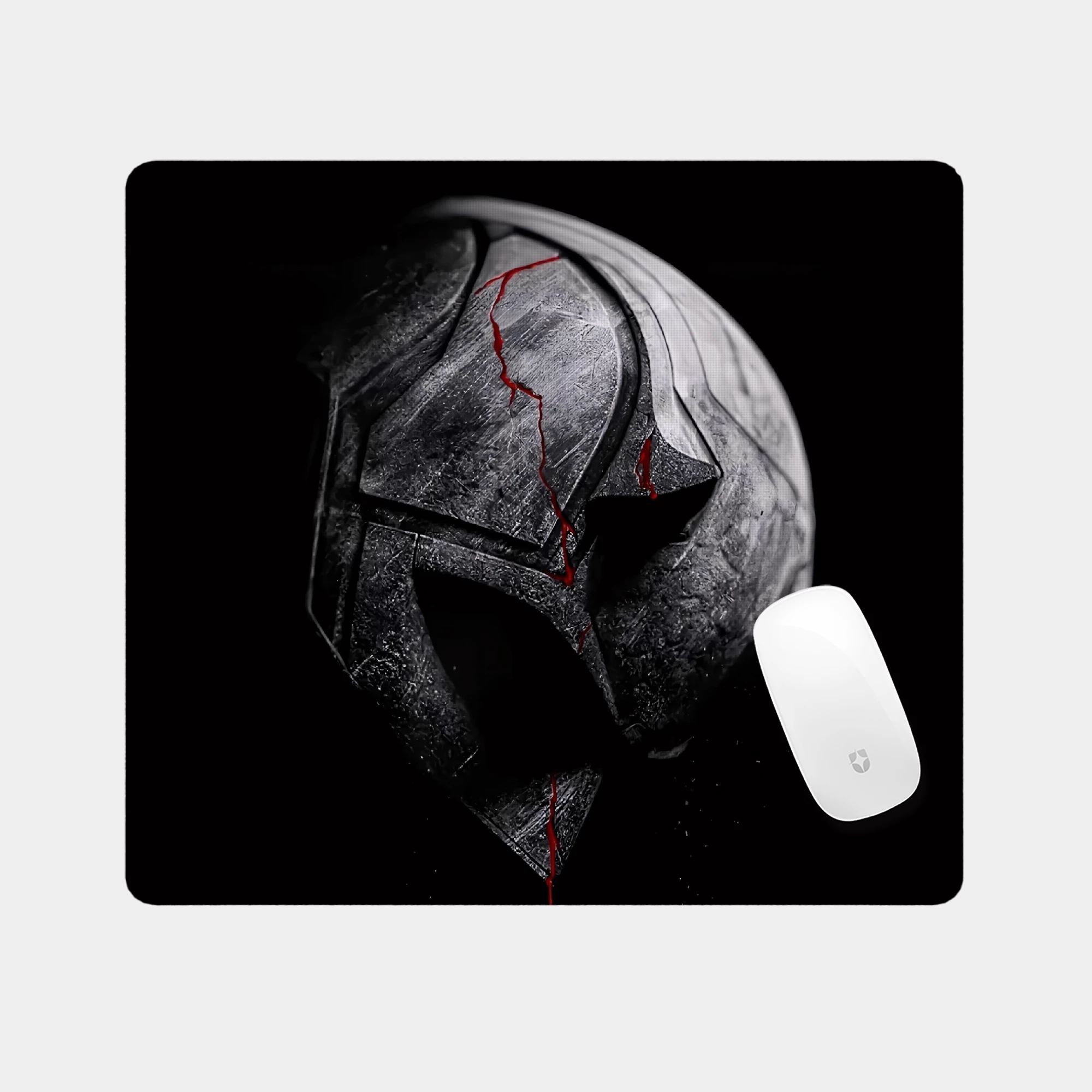 Damaged Knight Helmet Glass mouse pad