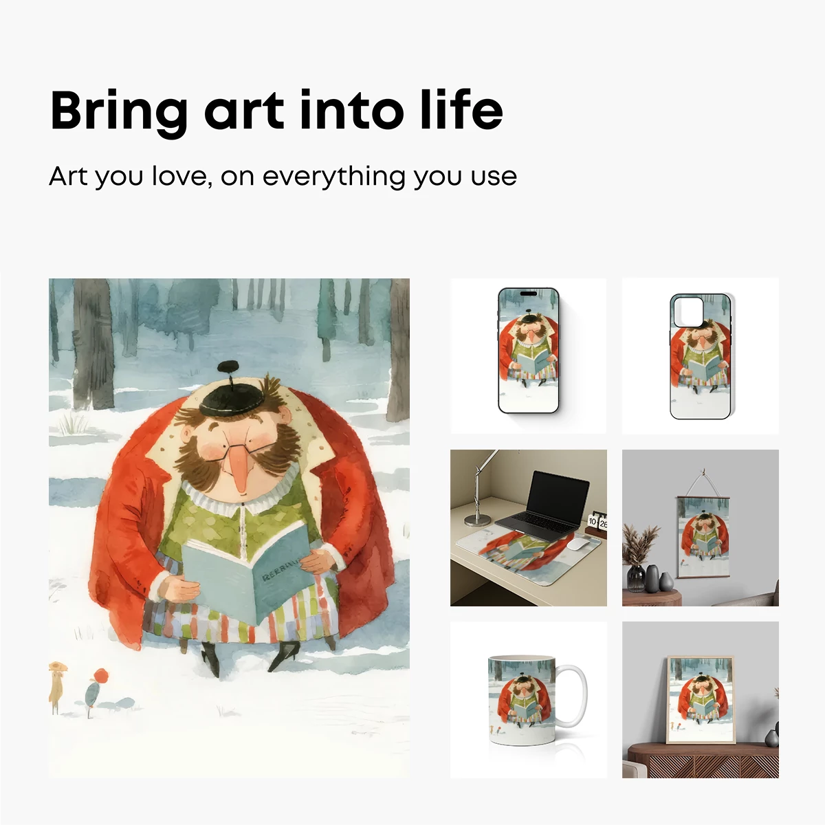 Whimsical Winter Reader in a Forest of Snow and Stories - Image 2