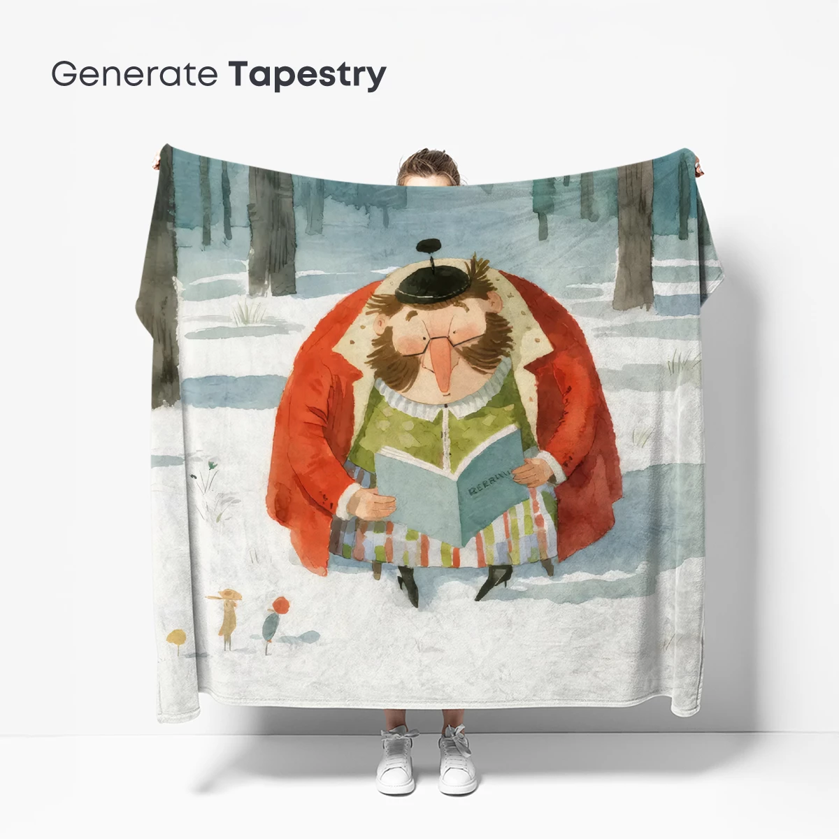 Whimsical Winter Reader in a Forest of Snow and Stories - Image 5