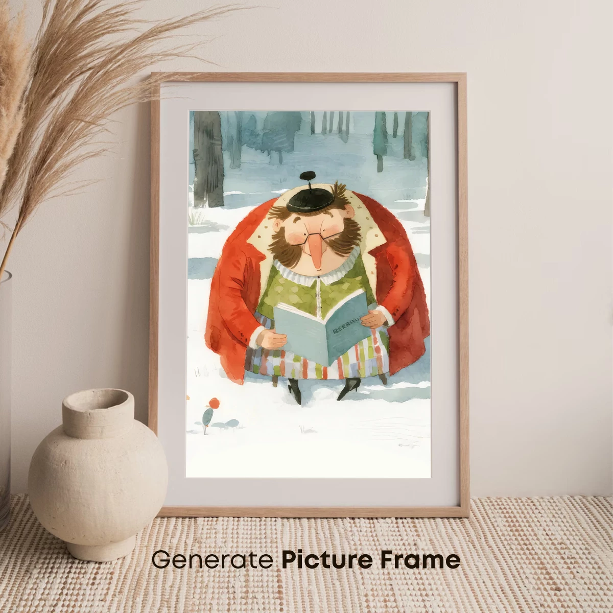 Whimsical Winter Reader in a Forest of Snow and Stories - Image 7