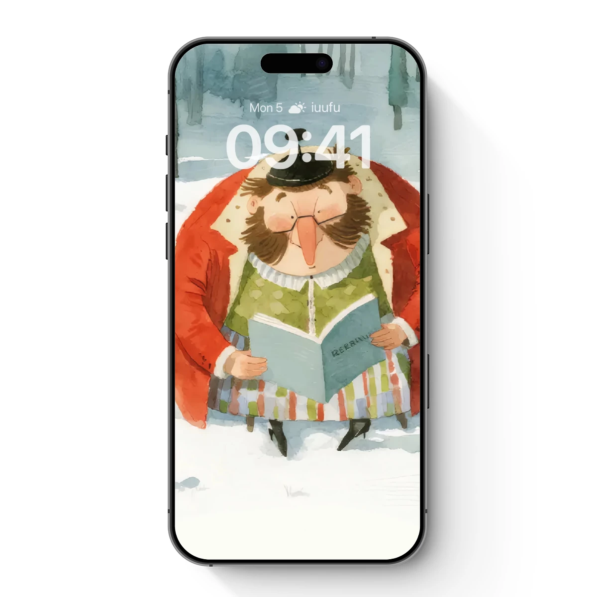 Whimsical Winter Reader in a Forest of Snow and Stories