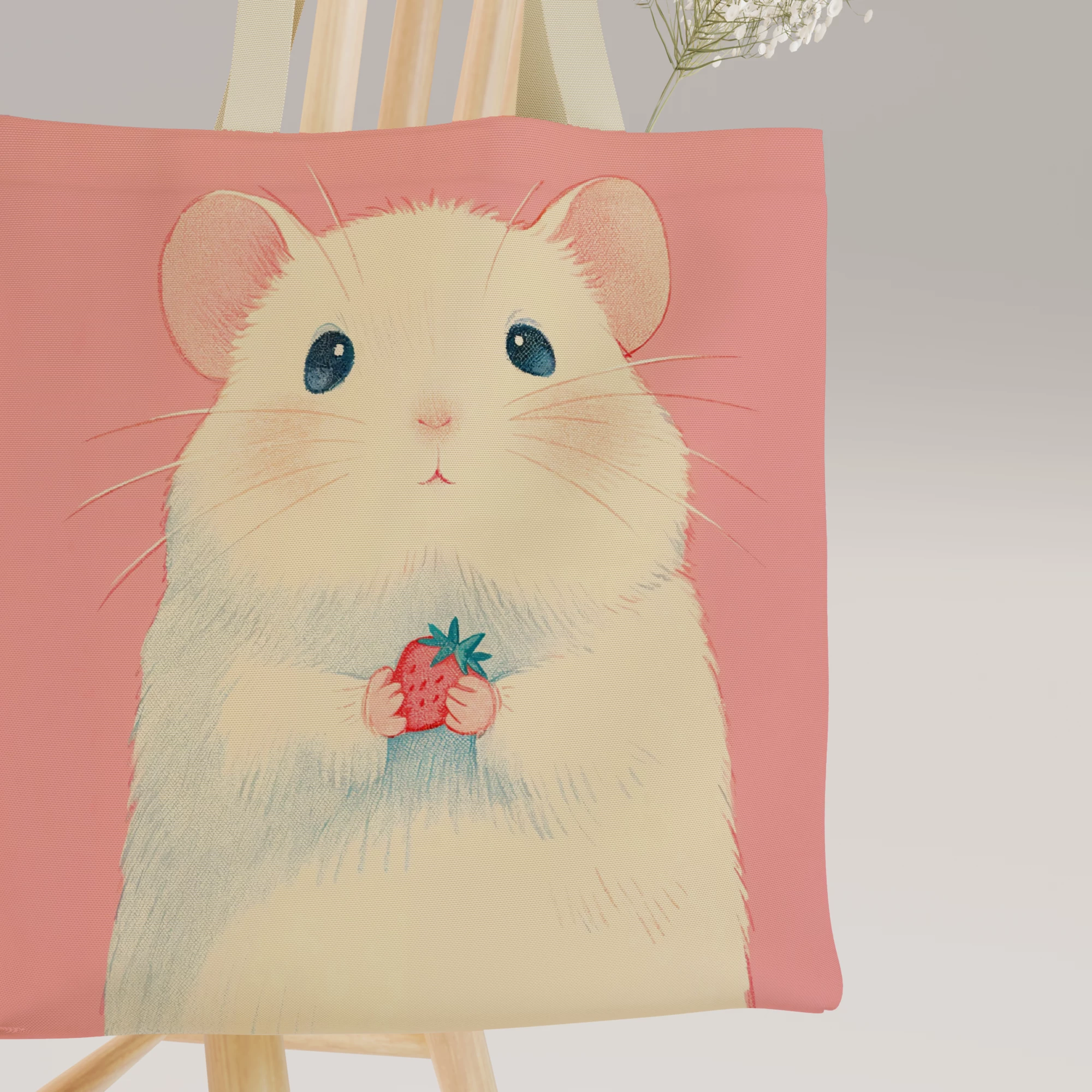 Cute Hamster with Strawberry Canvas Bag - Image 9