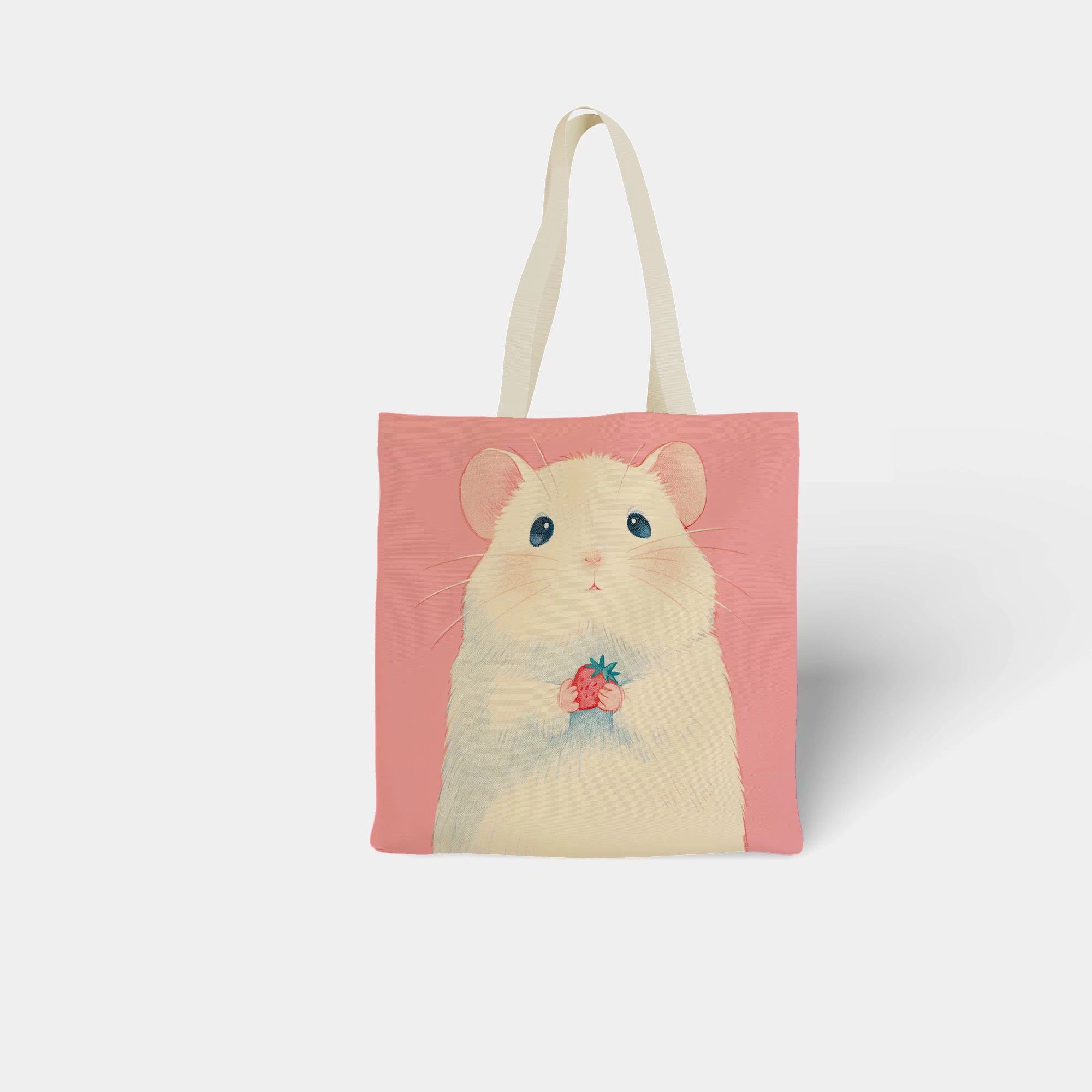 Cute Hamster with Strawberry Canvas Bag - Image 7