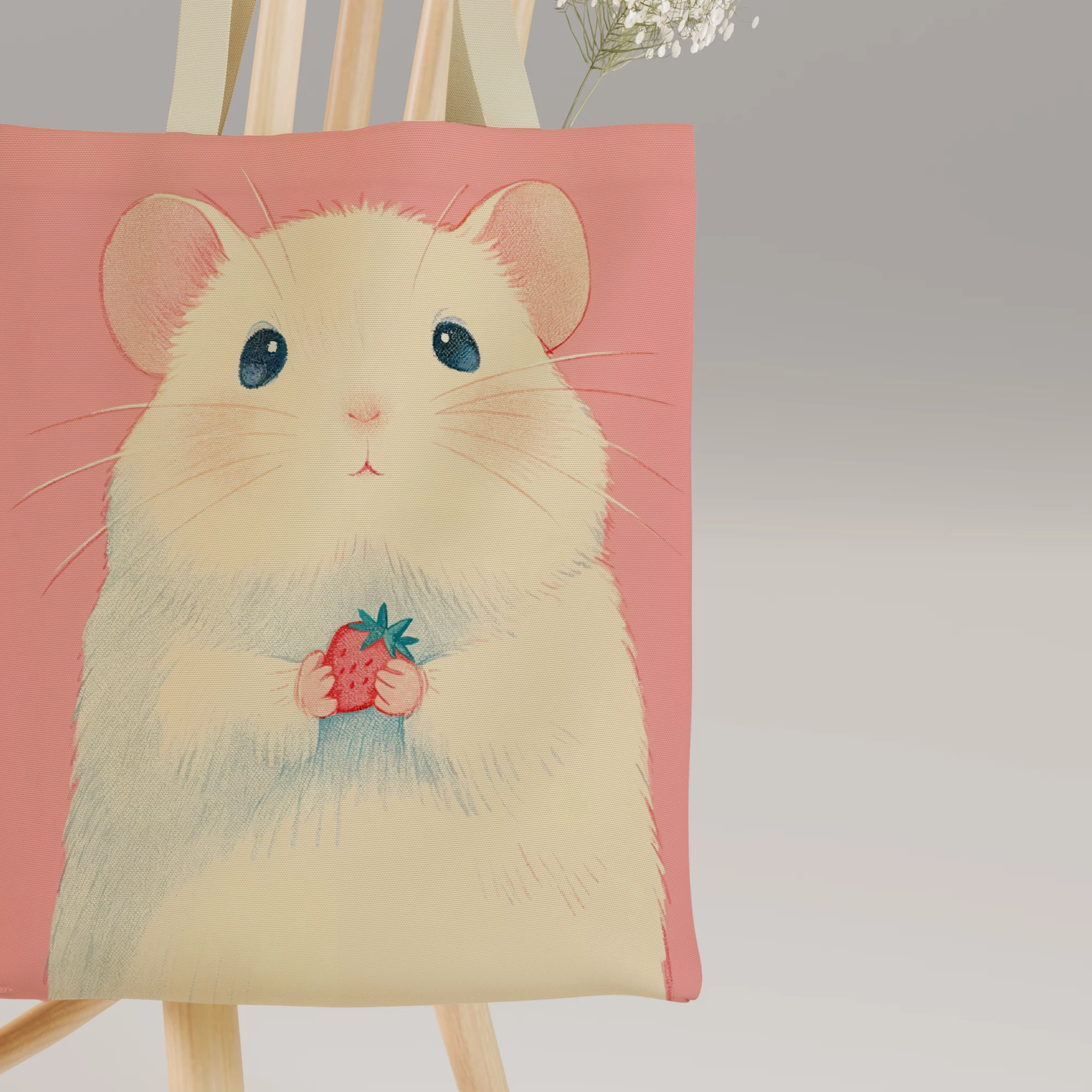 Cute Hamster with Strawberry Canvas Bag - Image 6