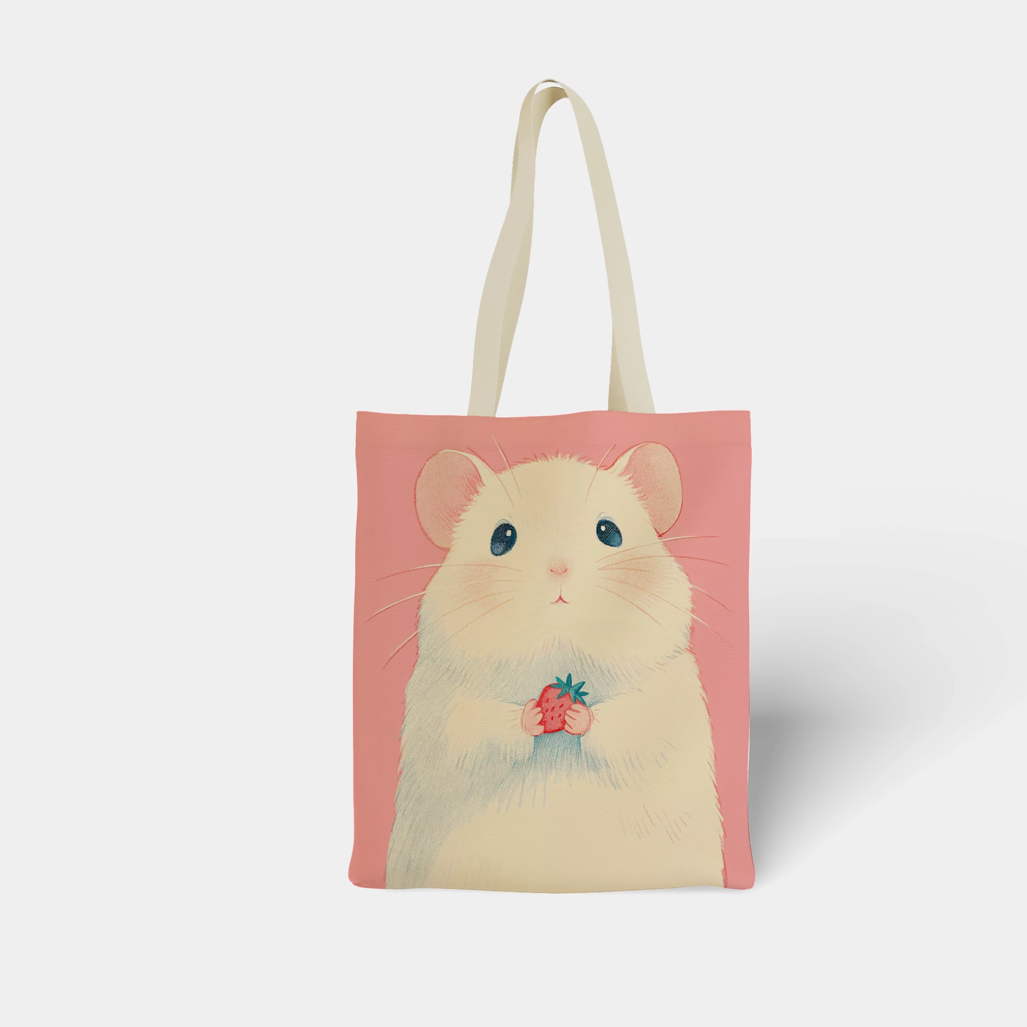 Cute Hamster with Strawberry Canvas Bag - Image 4
