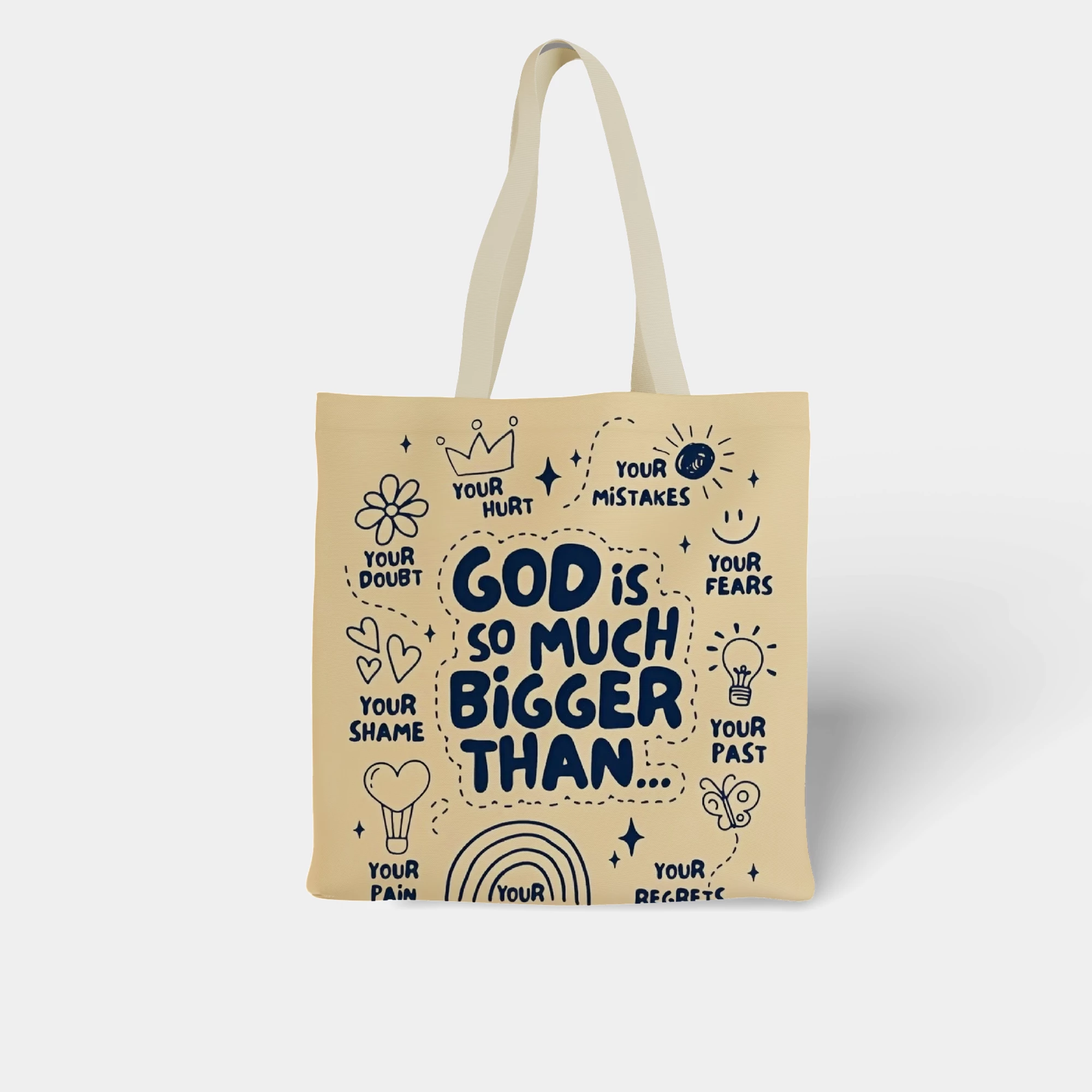 God Is Bigger Than Typography Canvas Bag