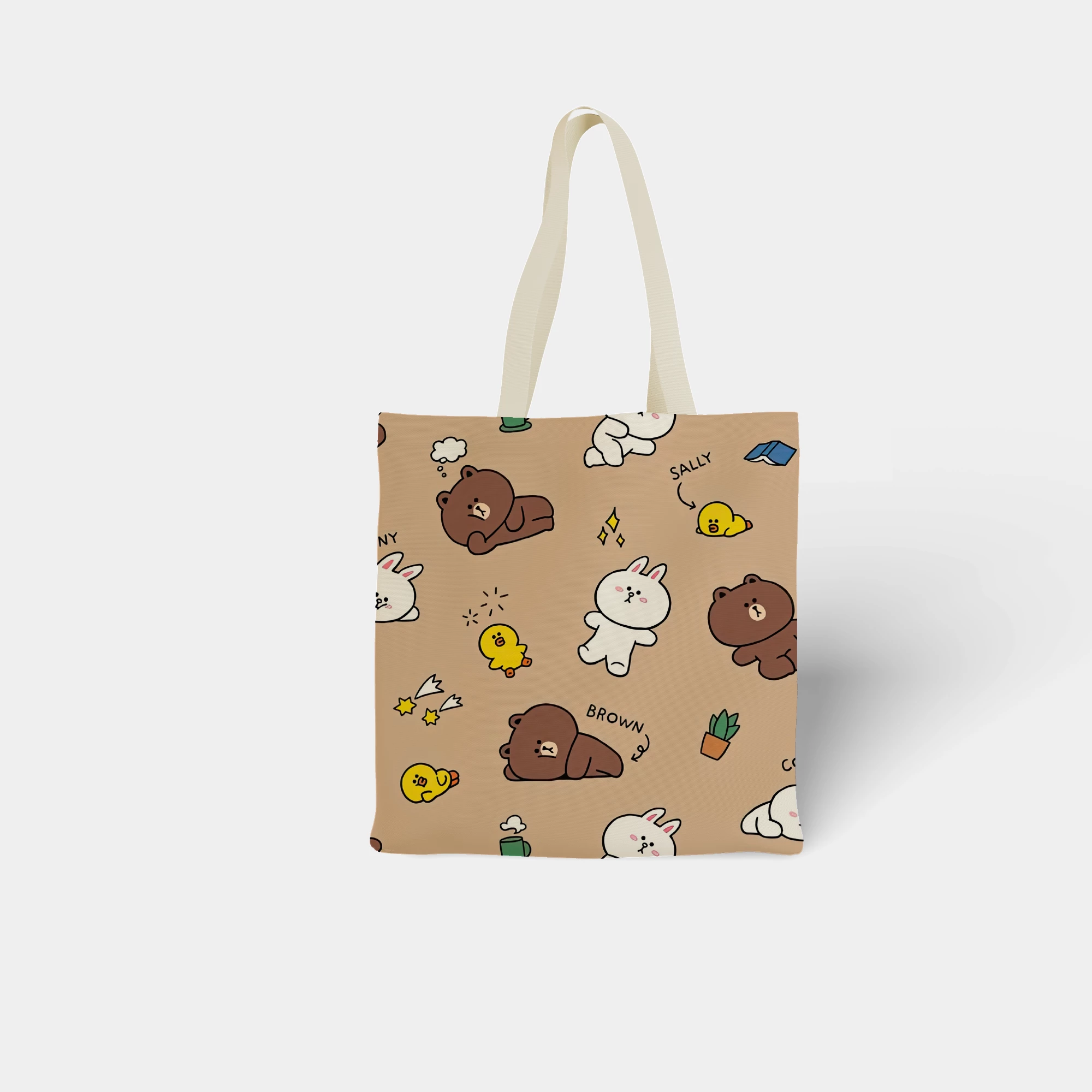 Line Friends Pattern Wallpaper Canvas Bag - Image 7