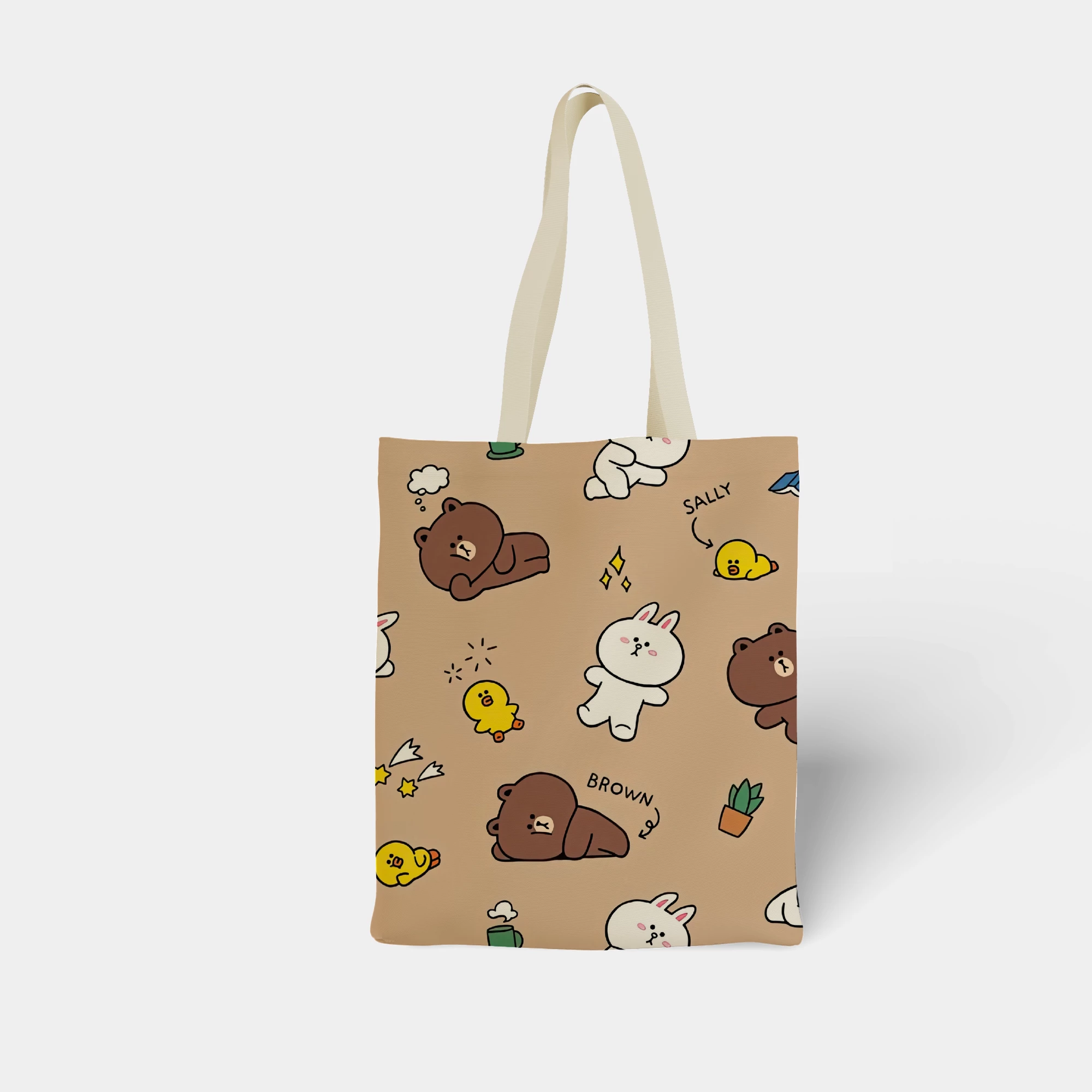 Line Friends Pattern Wallpaper Canvas Bag - Image 4