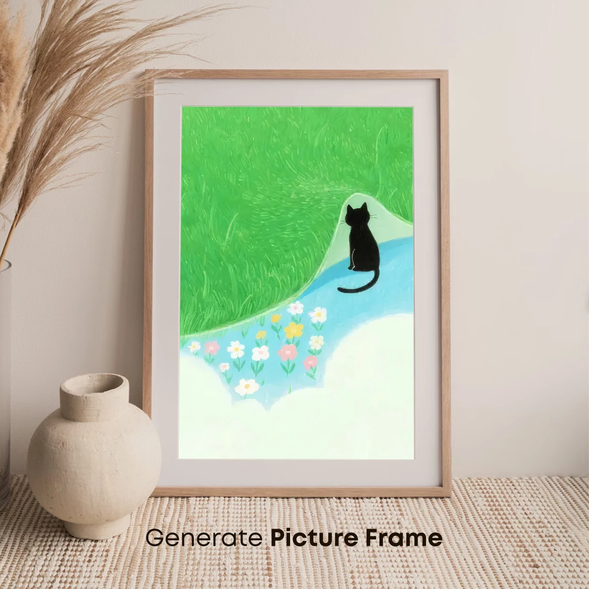 Black Cat on a Cloud Path: Dreamlike Surreal Landscape - Image 7