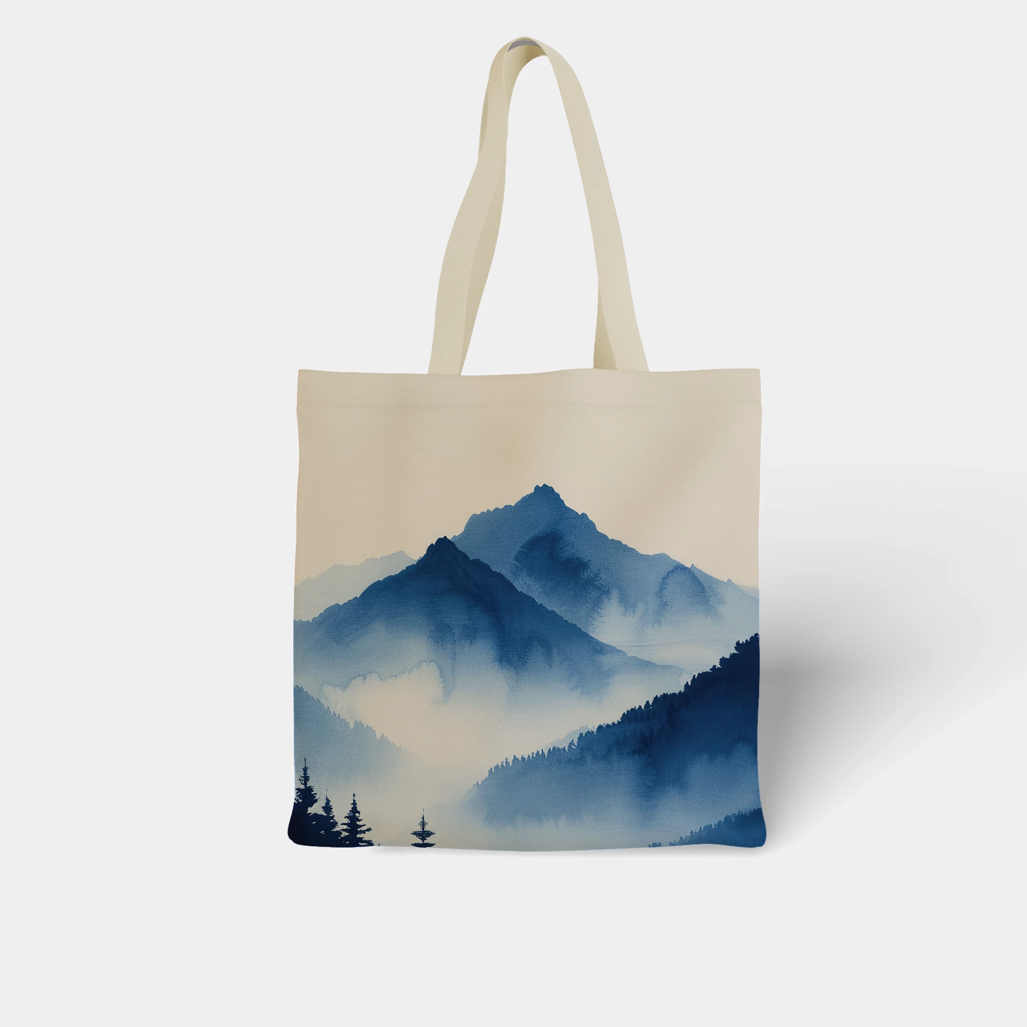 Misty Mountain Peaks Canvas Bag