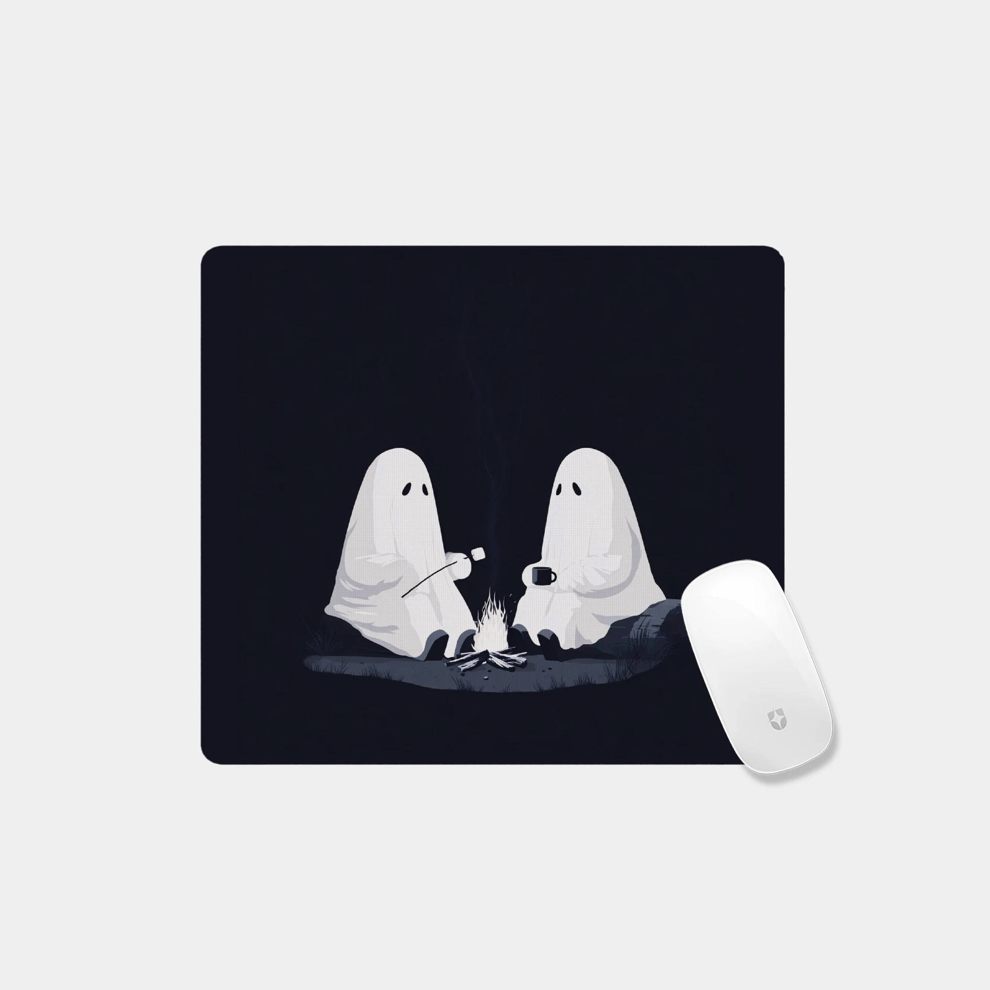 Ghostly Campfire Illustration Glass mouse pad - Image 4