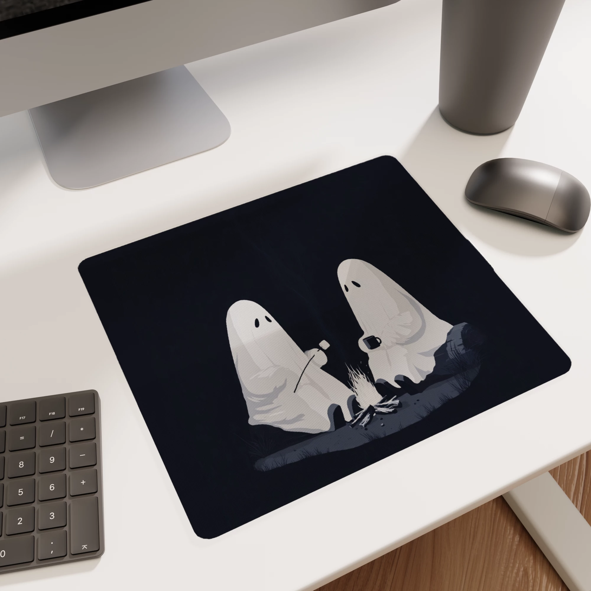 Ghostly Campfire Illustration Glass mouse pad - Image 5