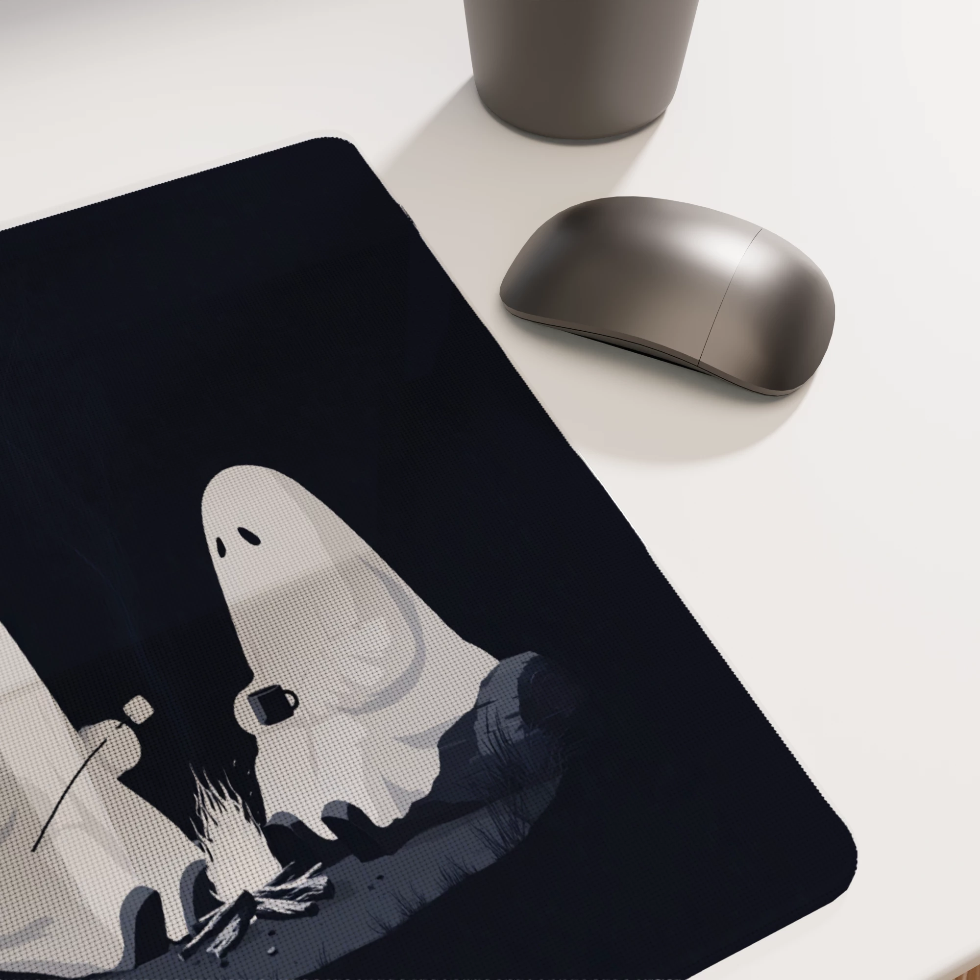 Ghostly Campfire Illustration Glass mouse pad - Image 3