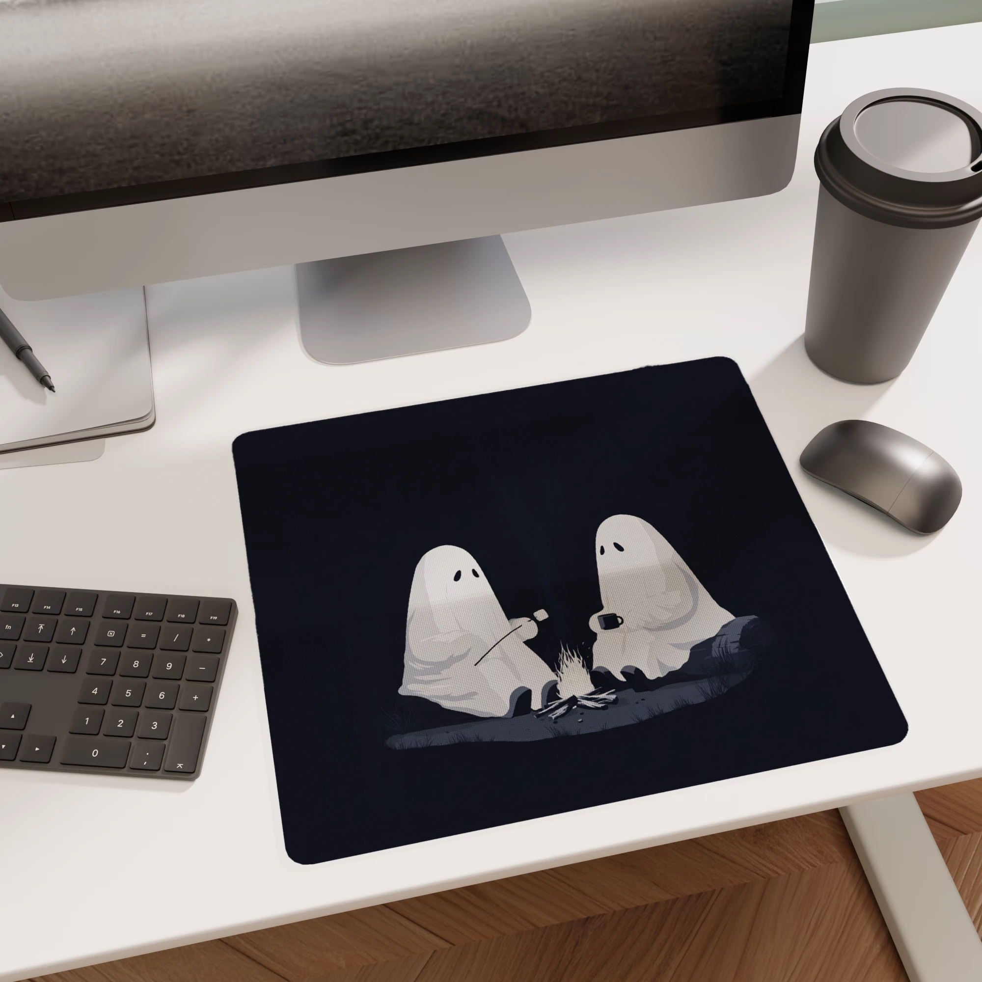 Ghostly Campfire Illustration Glass mouse pad - Image 2