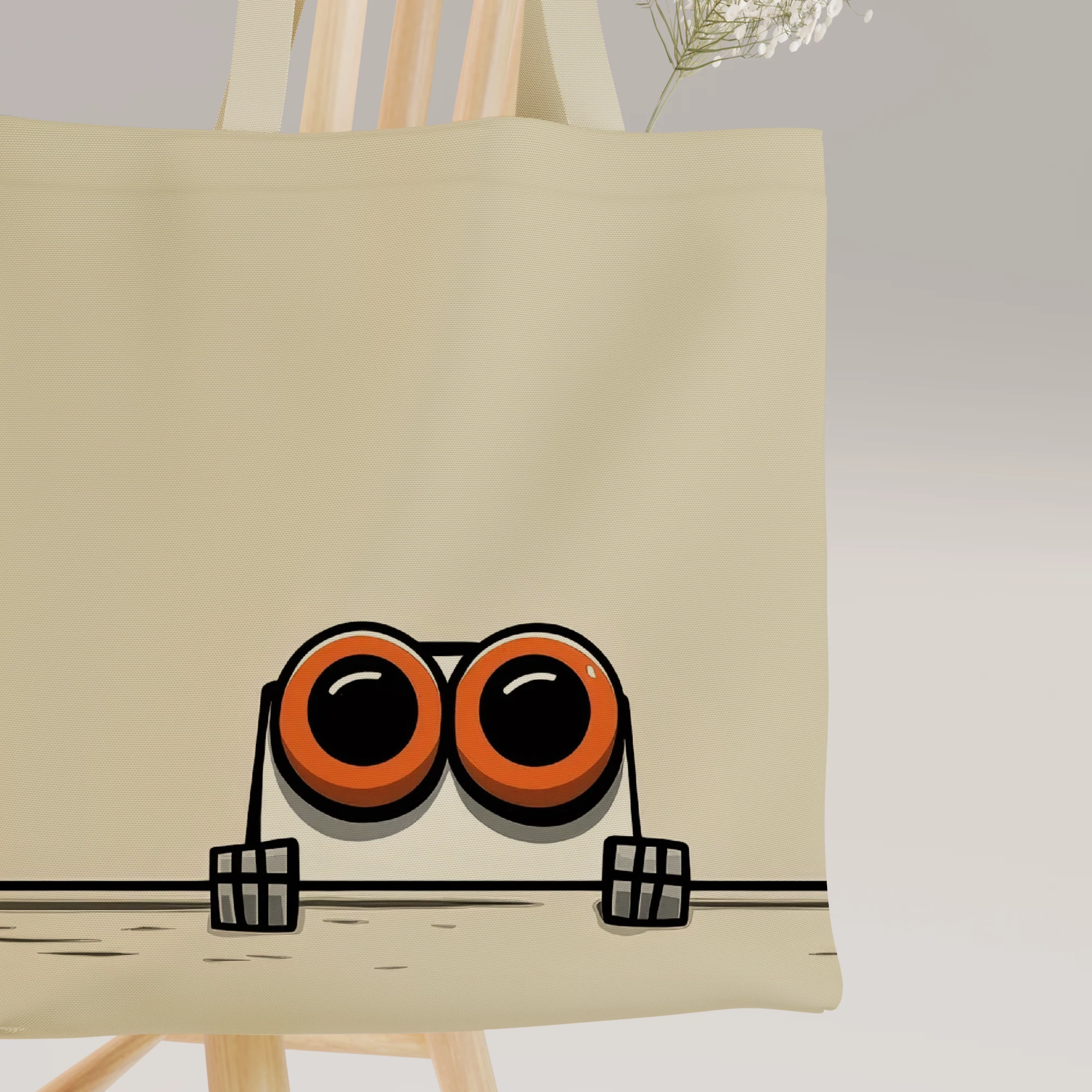 Minimalist Cartoon Eyes Canvas Bag - Image 9