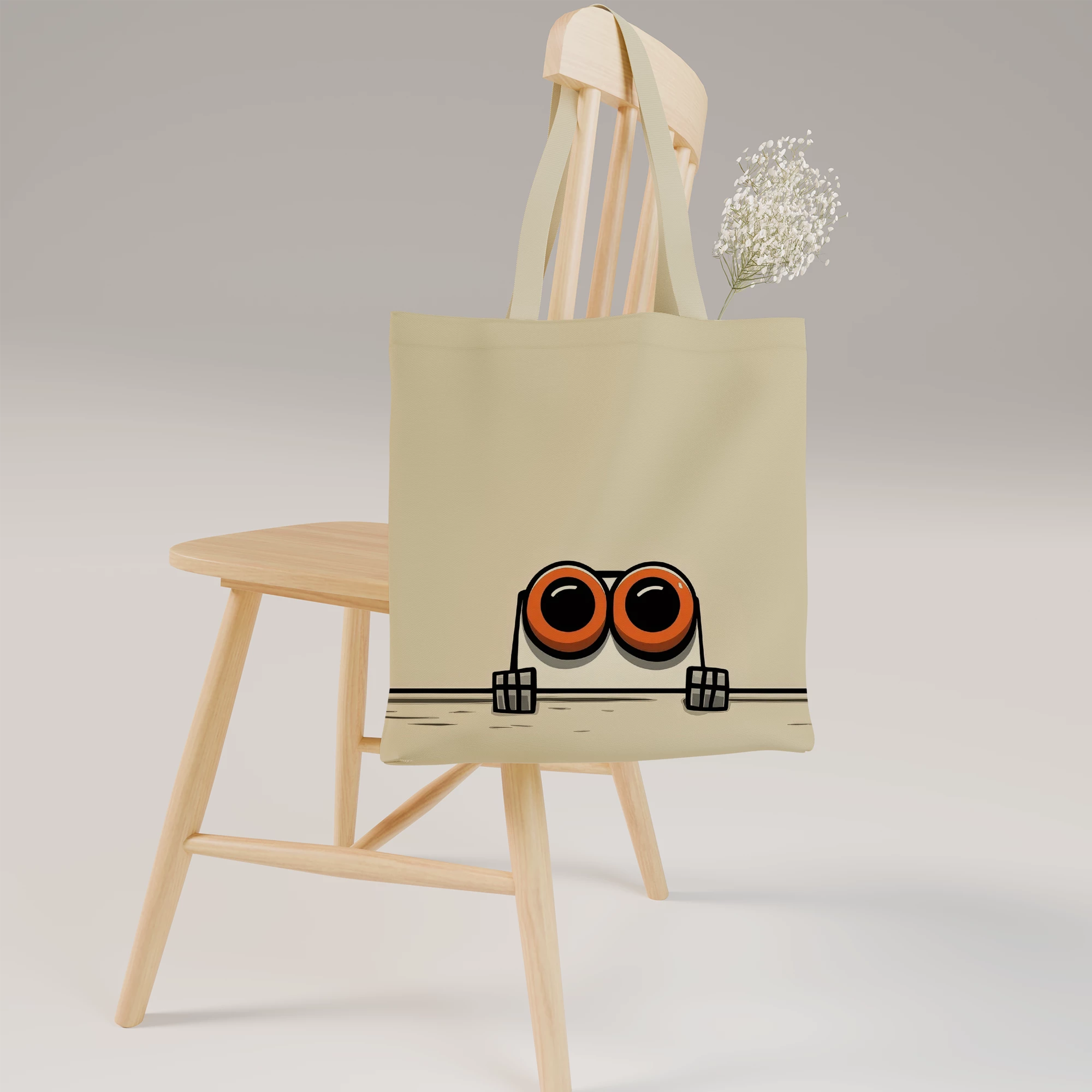 Minimalist Cartoon Eyes Canvas Bag - Image 8