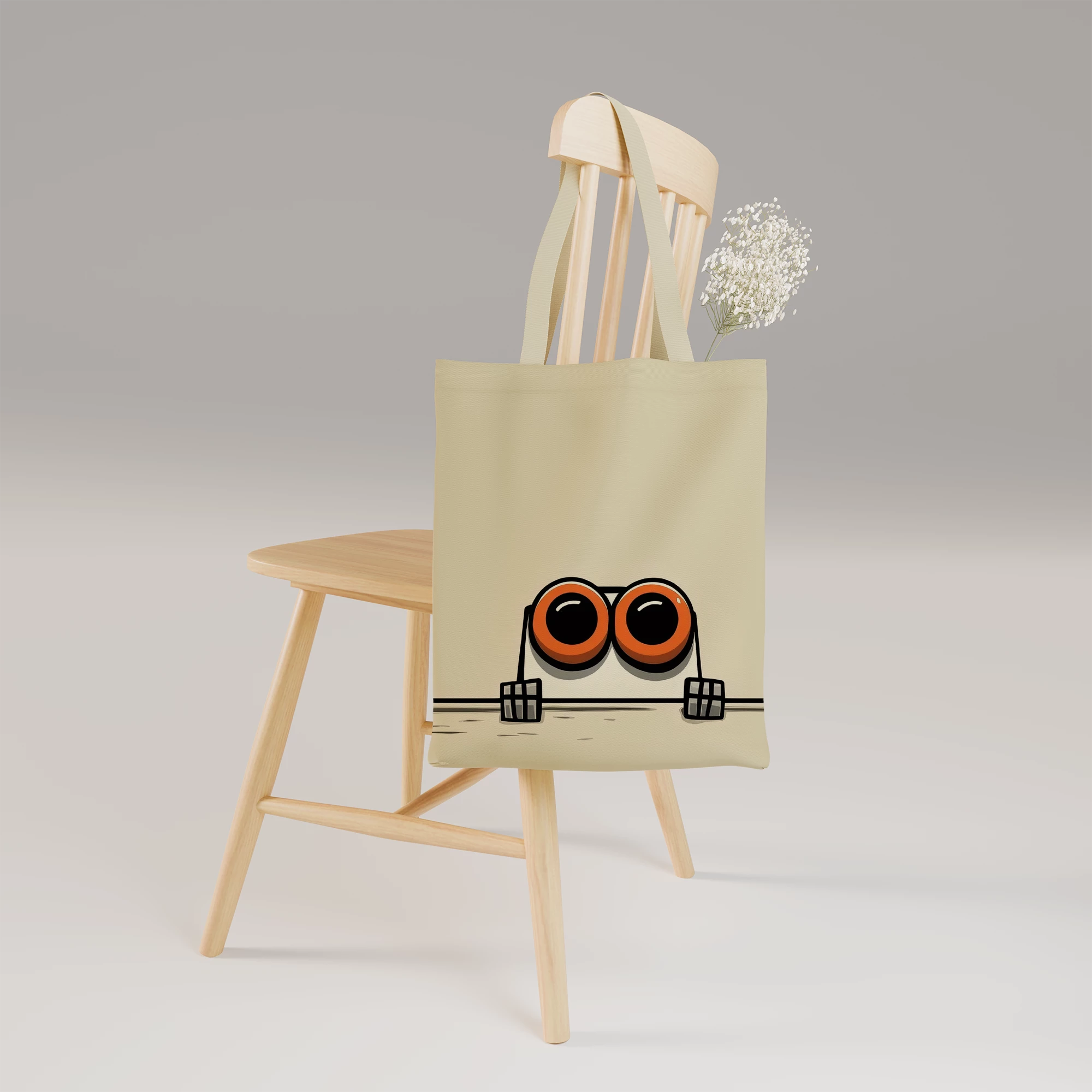 Minimalist Cartoon Eyes Canvas Bag - Image 5
