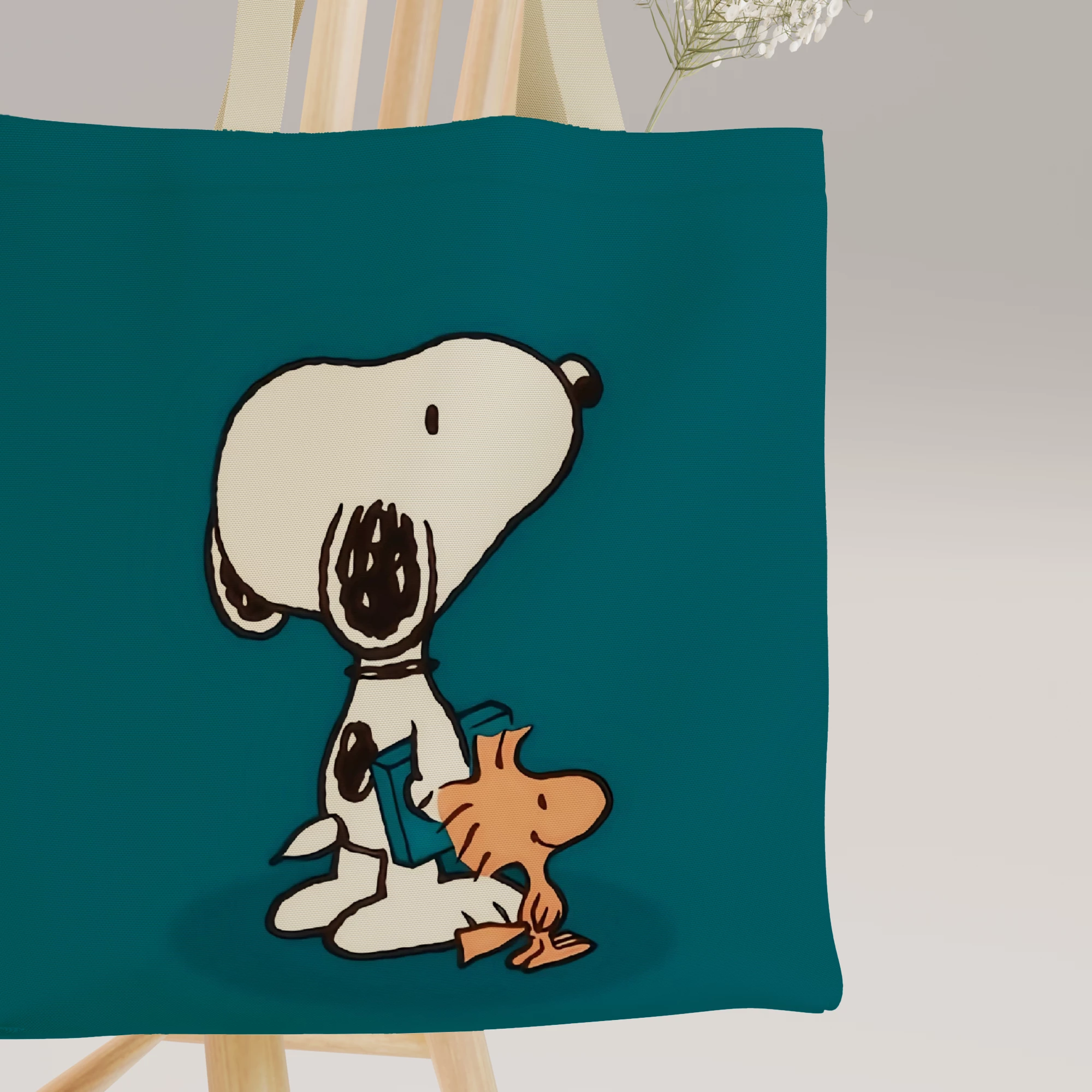 Snoopy and Woodstock Minimalist Illustration Canvas Bag - Image 9