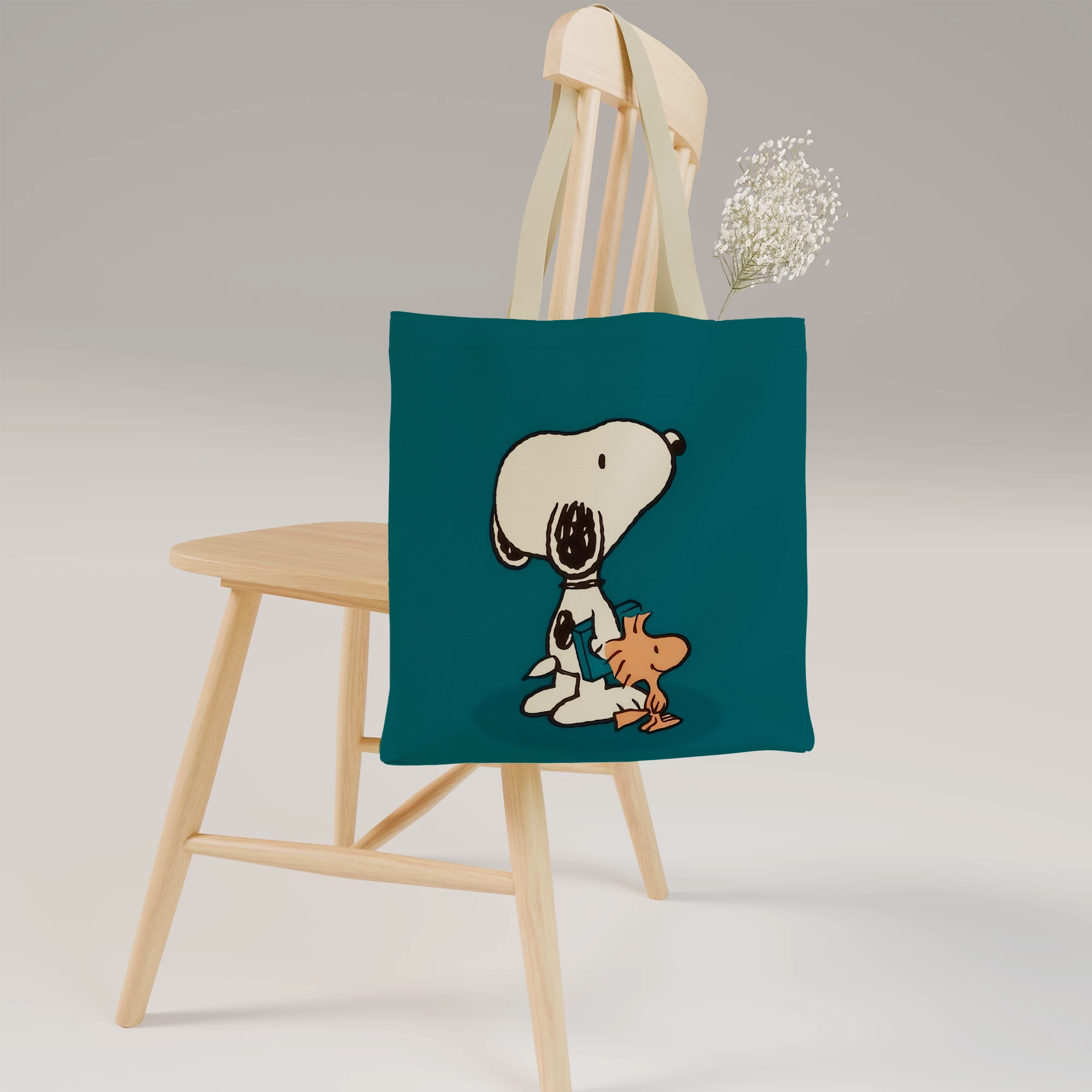 Snoopy and Woodstock Minimalist Illustration Canvas Bag - Image 8