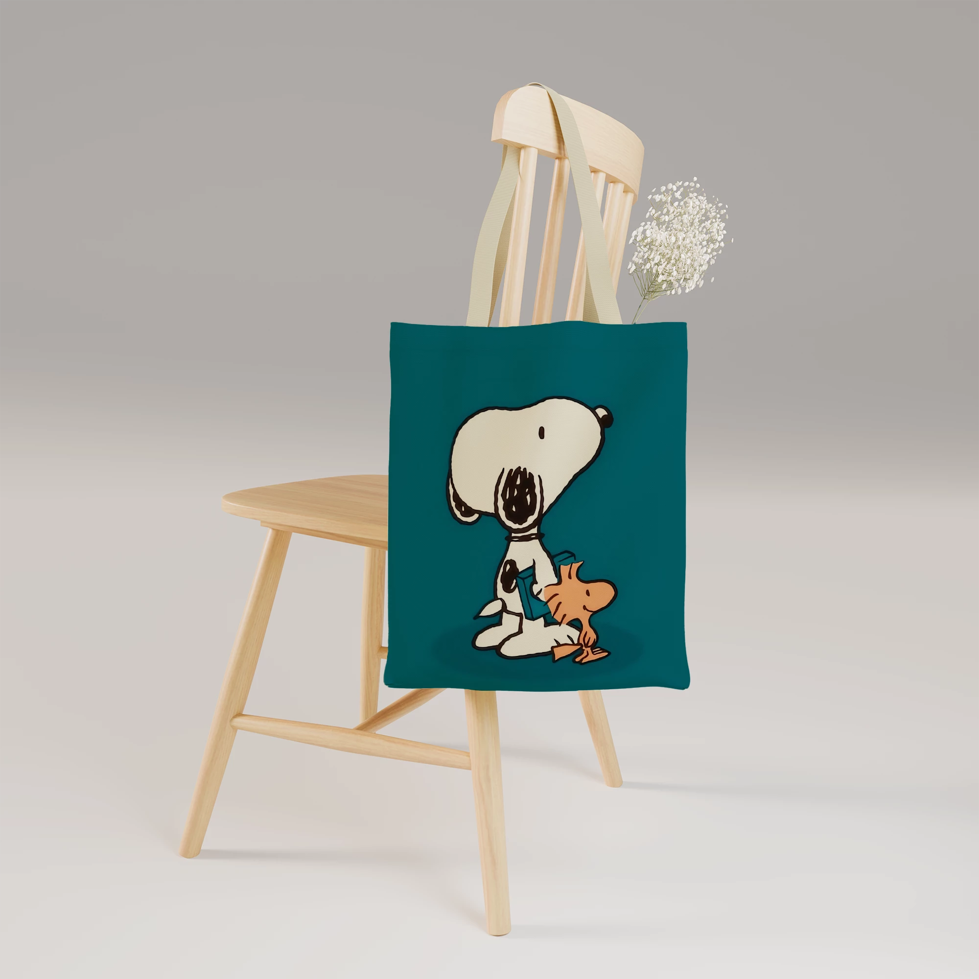 Snoopy and Woodstock Minimalist Illustration Canvas Bag - Image 5