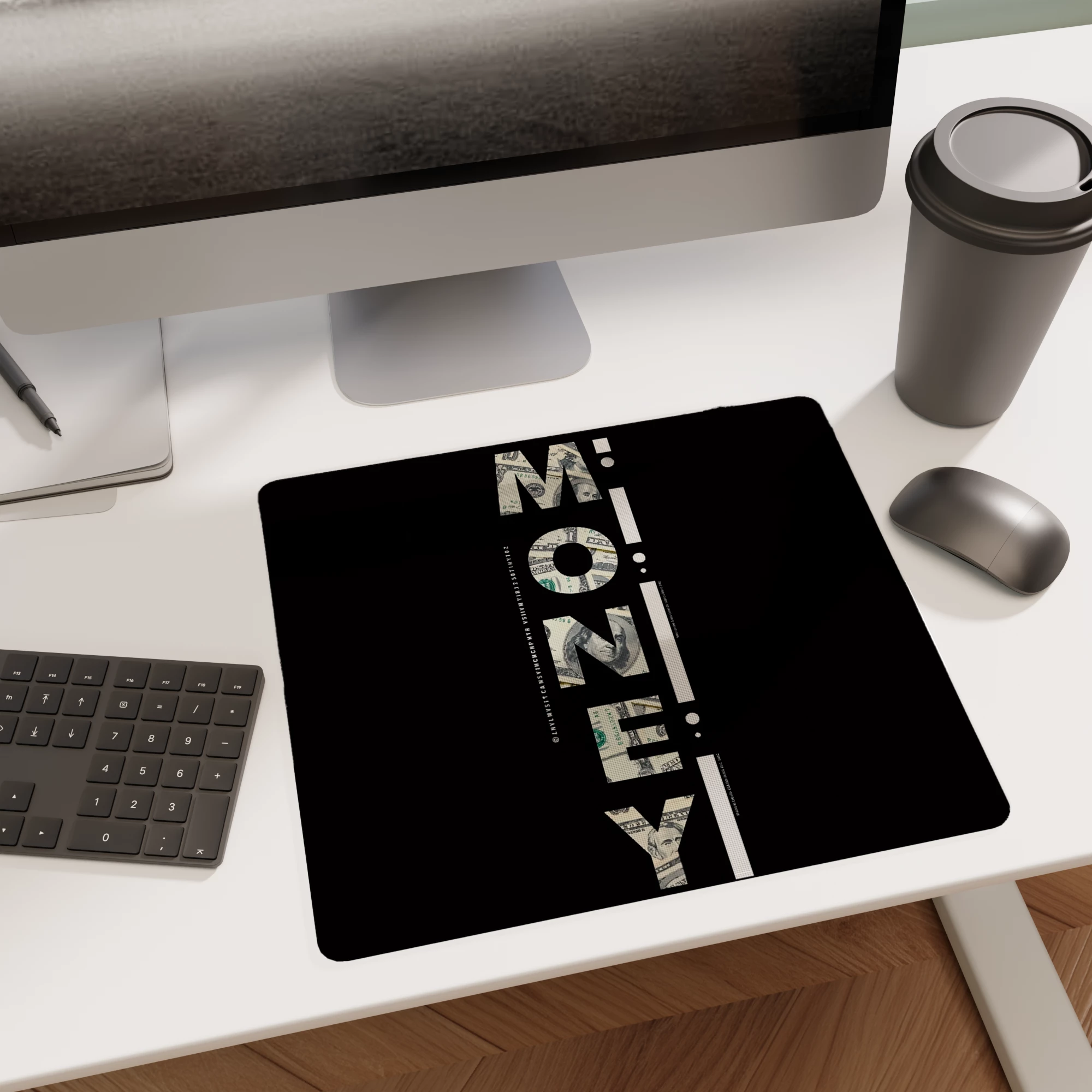 Money Typography Art Glass mouse pad - Image 2