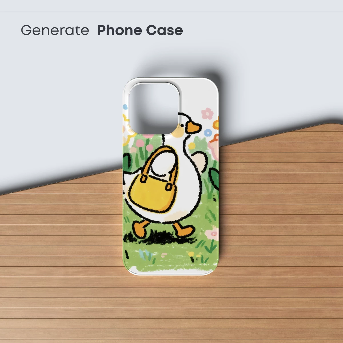 Whimsical Duck Strolls Through Flower Garden - Image 3