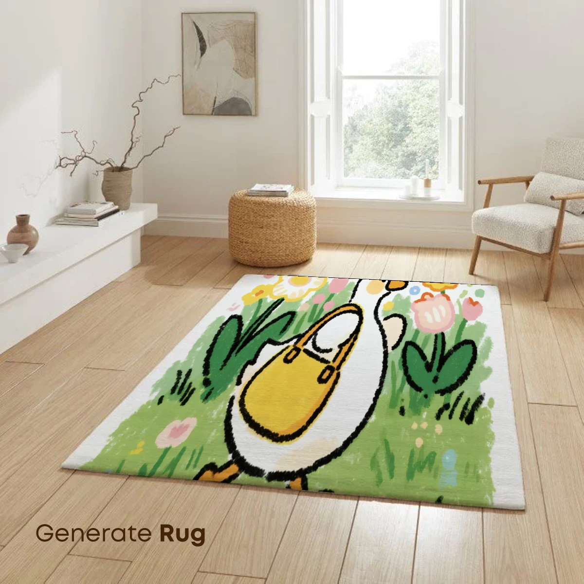 Whimsical Duck Strolls Through Flower Garden - Image 6