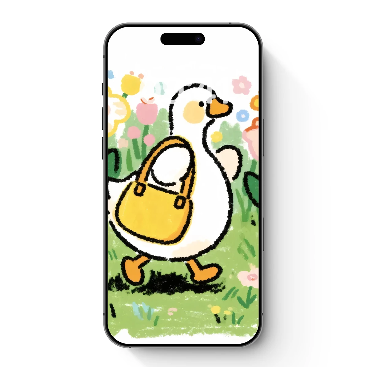 Whimsical Duck Strolls Through Flower Garden