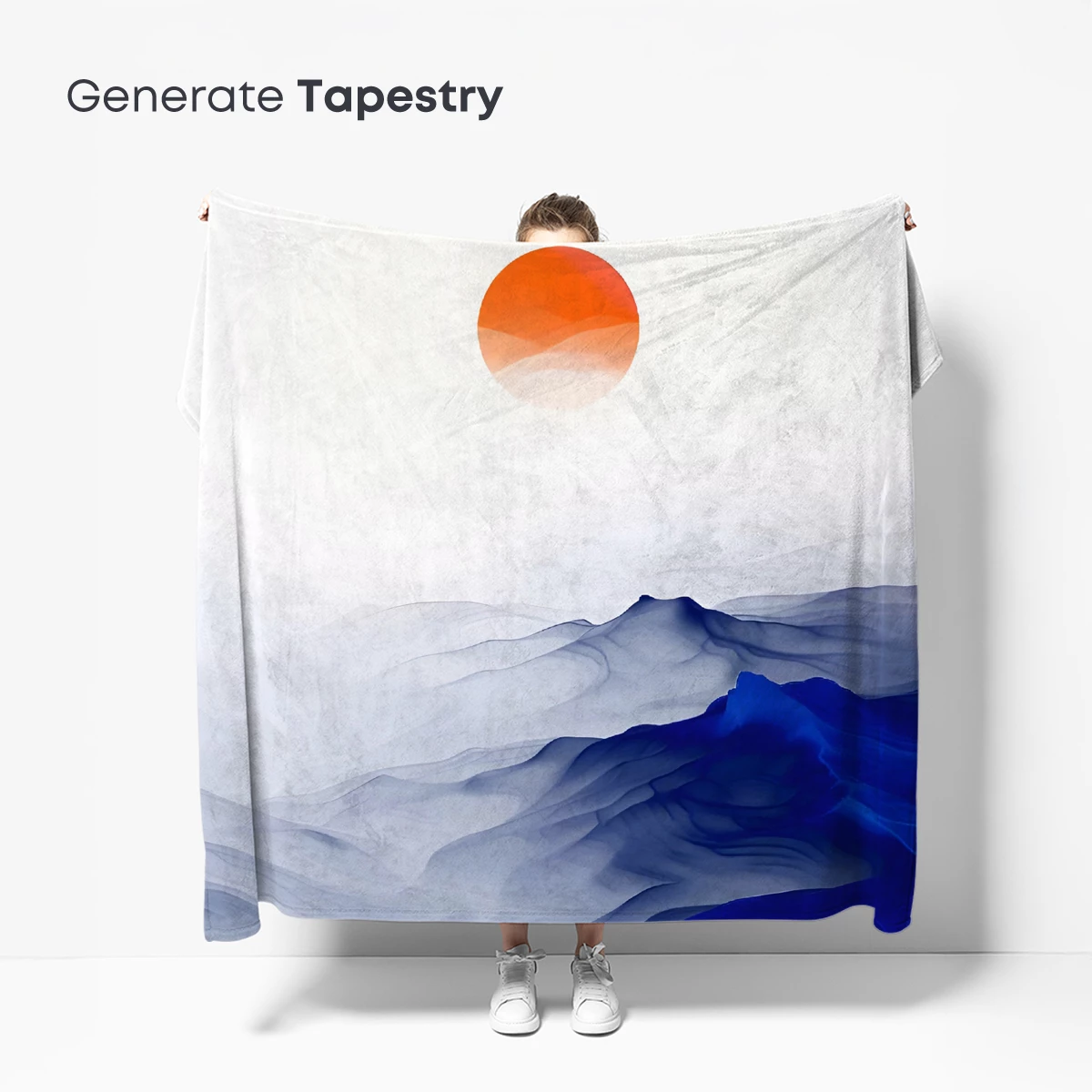 Ethereal Mountain Horizon with Orange Sun - Image 5