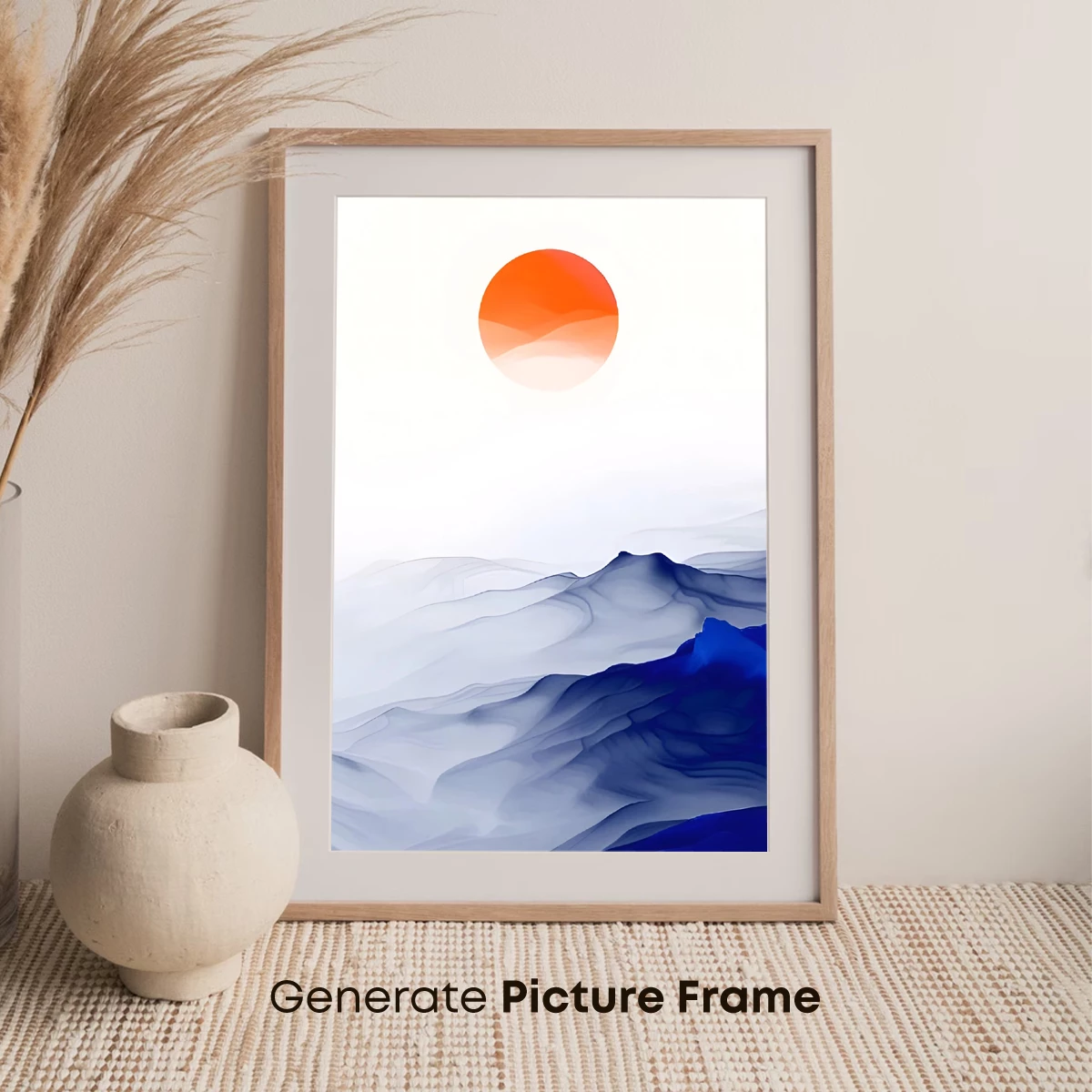 Ethereal Mountain Horizon with Orange Sun - Image 7