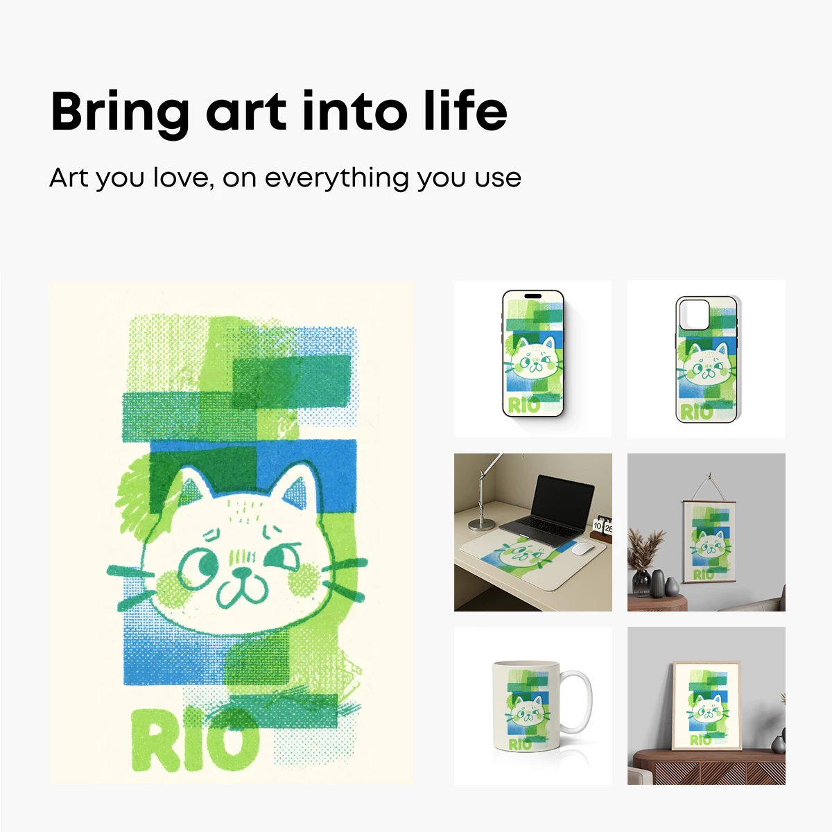 RIO: Pop-Art Cat in Pixel-Block Palette - Image 2