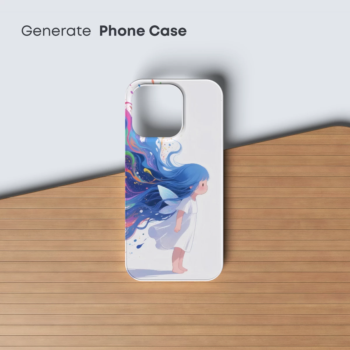 Rainbow Hair Fantasy: Ethereal Girl with Cosmic Waves - Image 3