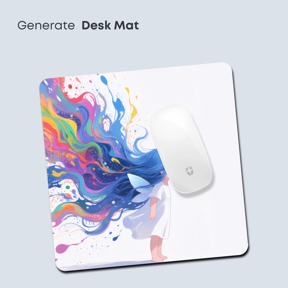 Rainbow Hair Fantasy: Ethereal Girl with Cosmic Waves - Image 4