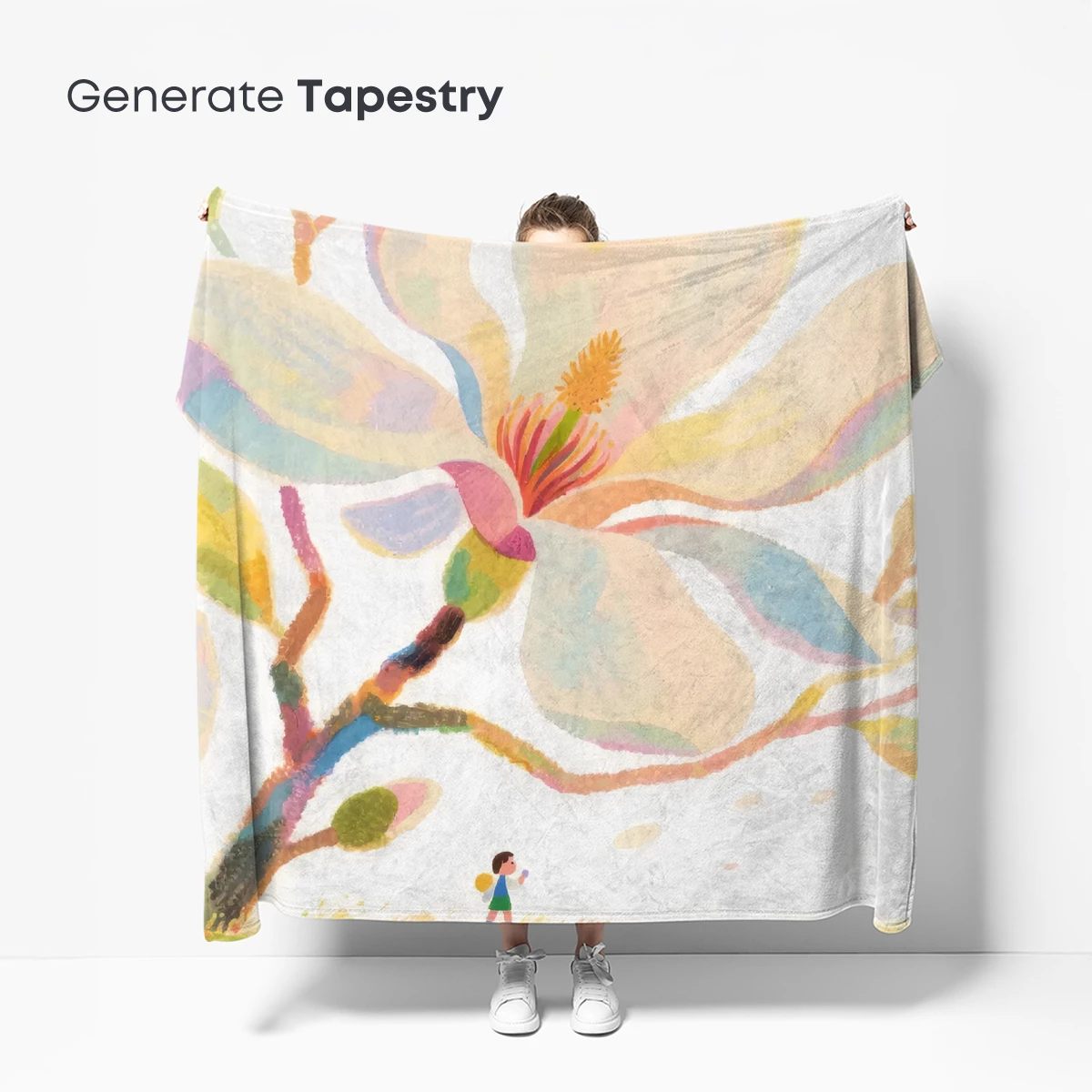 Whimsical Magnolia Bloom with Tiny Explorer - Image 5