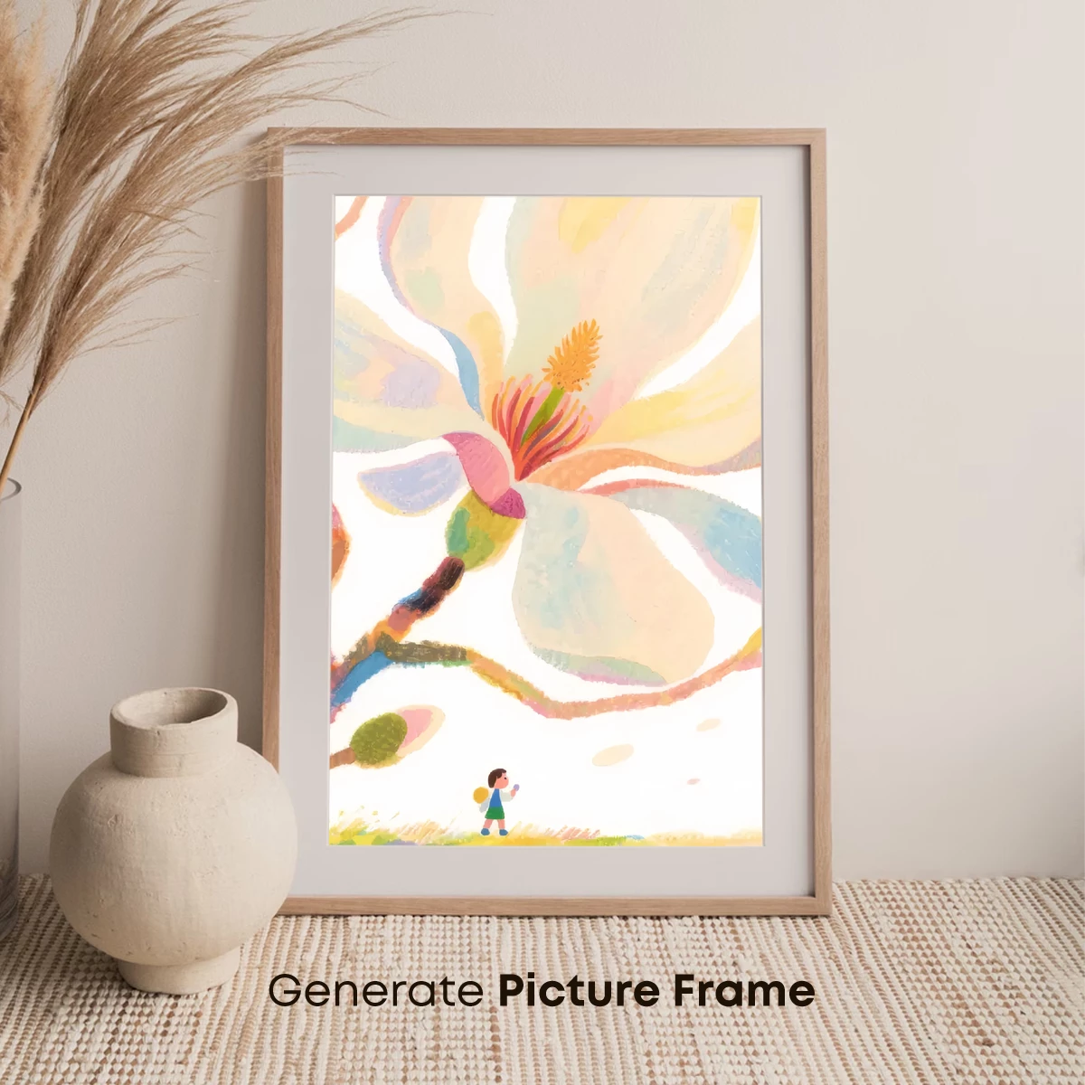 Whimsical Magnolia Bloom with Tiny Explorer - Image 7