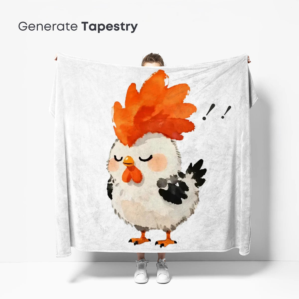 Whimsical Watercolor Chick with Fiery Crest - Image 5